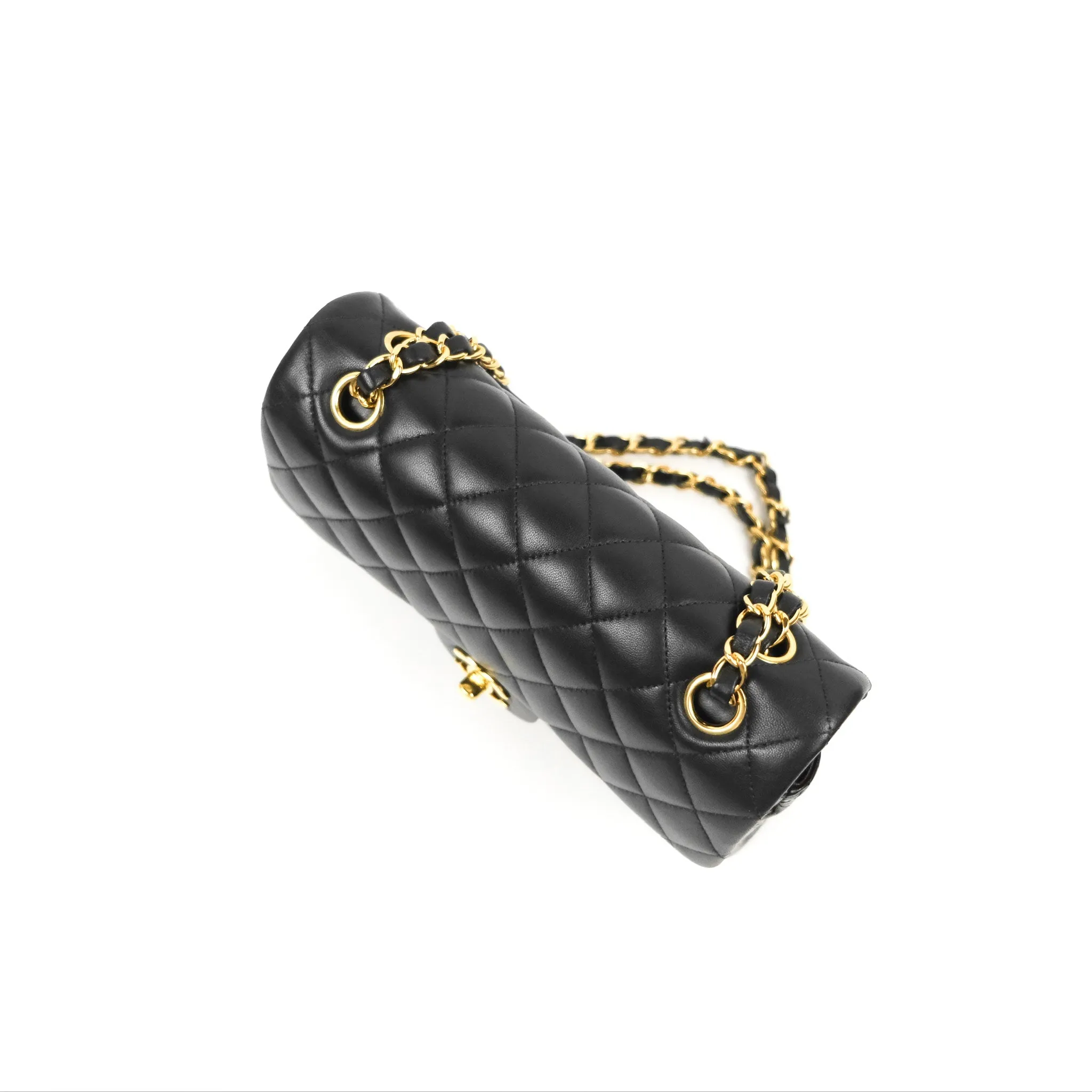 Chanel Small Classic Quilted Flap Black Lambskin Gold Hardware