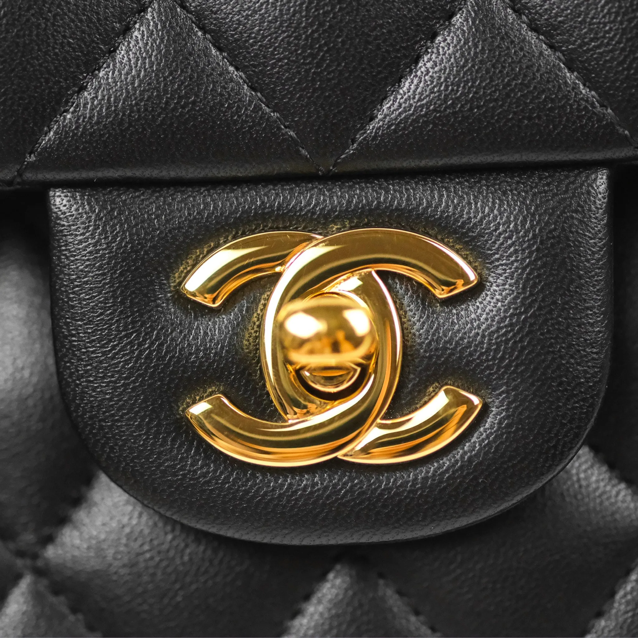 Chanel Small Classic Quilted Flap Black Lambskin Gold Hardware