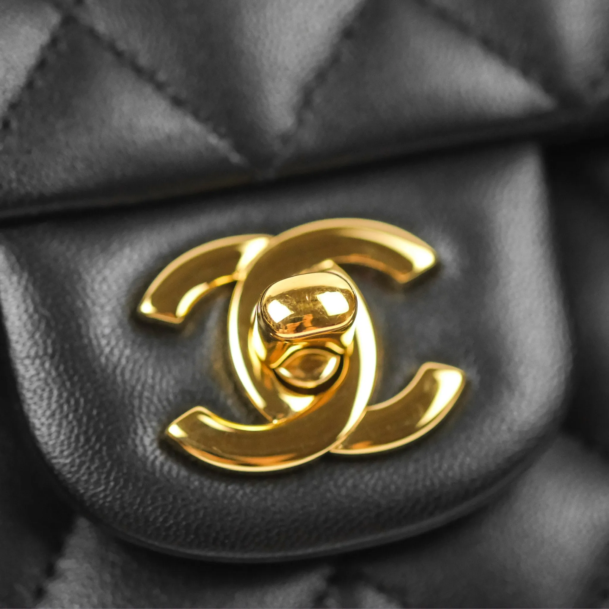 Chanel Small Classic Quilted Flap Black Lambskin Gold Hardware