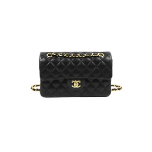 Chanel Small Classic Quilted Flap Black Lambskin Gold Hardware