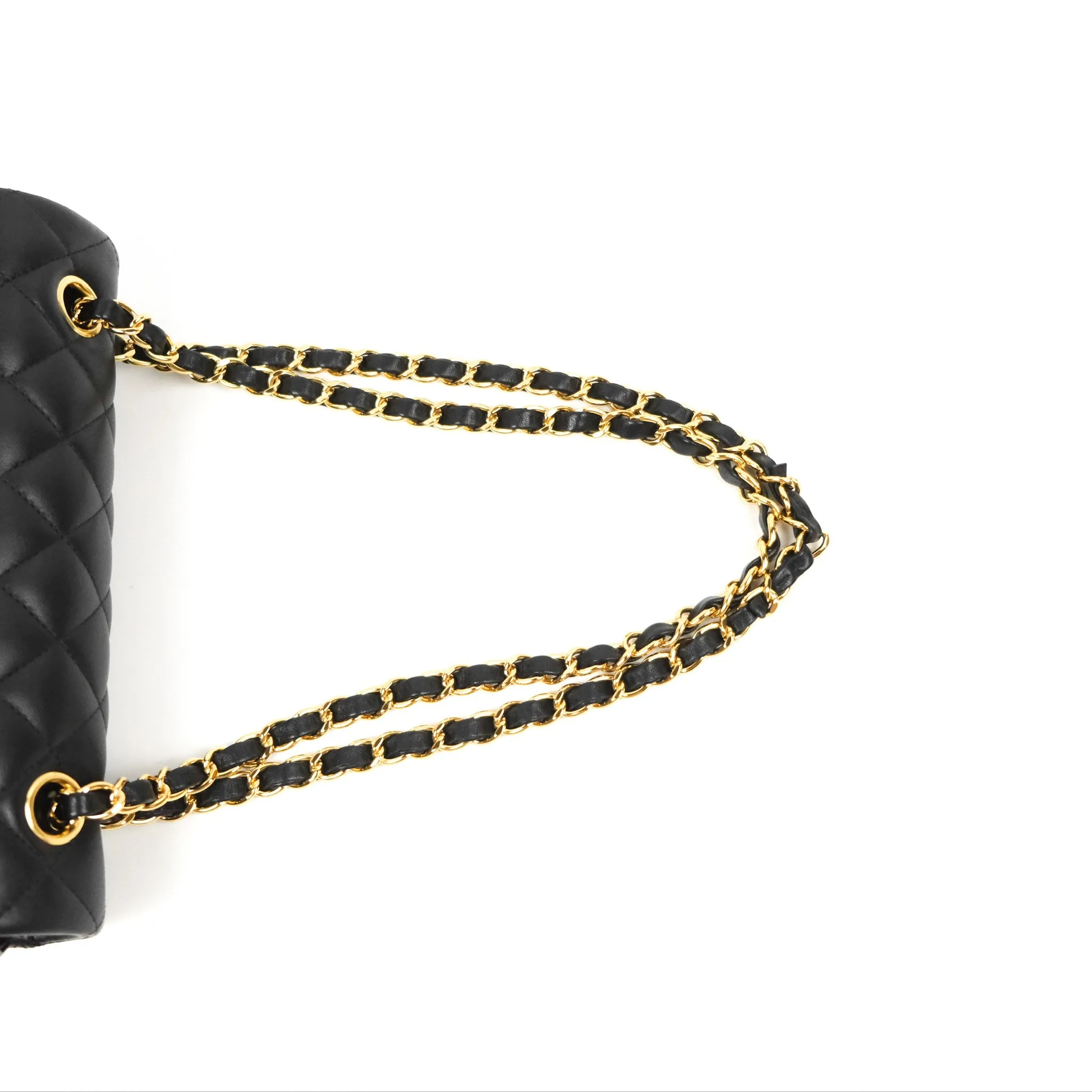 Chanel Small Classic Quilted Flap Black Lambskin Gold Hardware