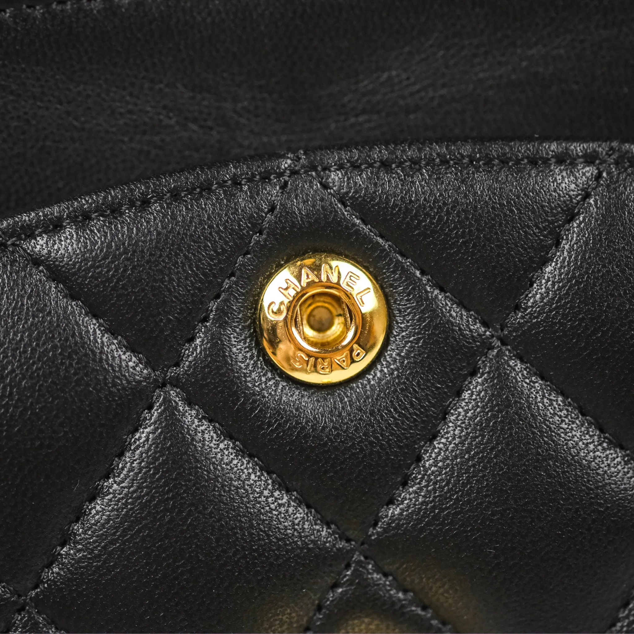 Chanel Small Classic Quilted Flap Black Lambskin Gold Hardware