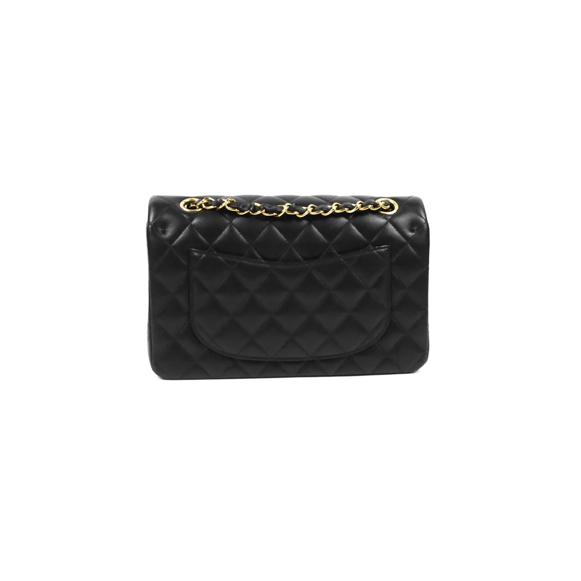 Chanel Small Classic Quilted Flap Black Lambskin Gold Hardware