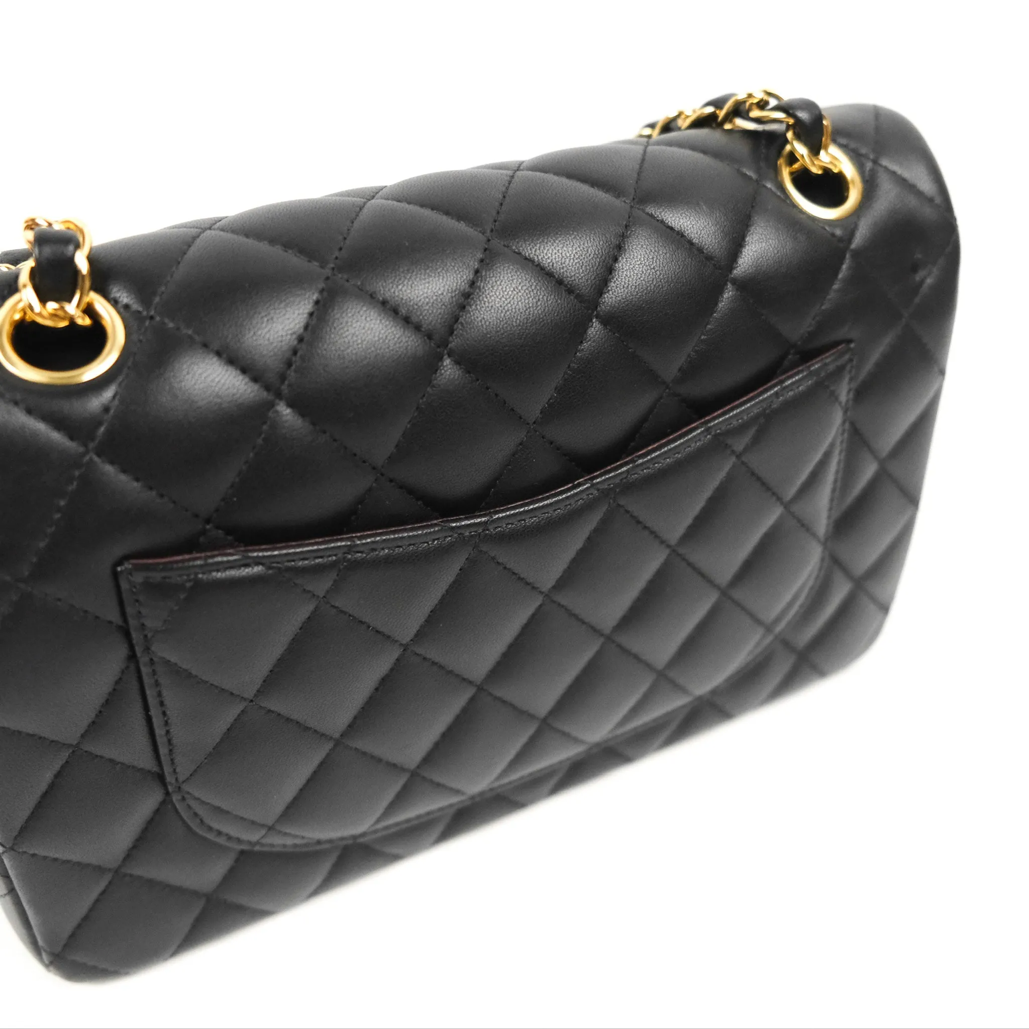 Chanel Small Classic Quilted Flap Black Lambskin Gold Hardware
