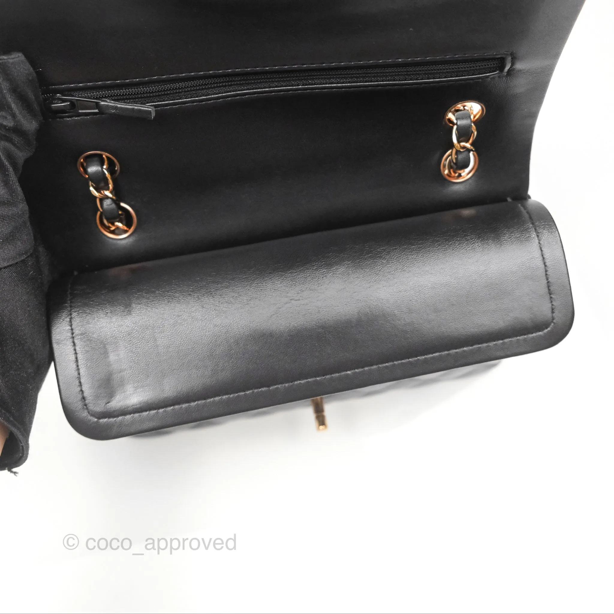 Chanel Small Classic Quilted Flap Black Lambskin Rose Gold Hardware