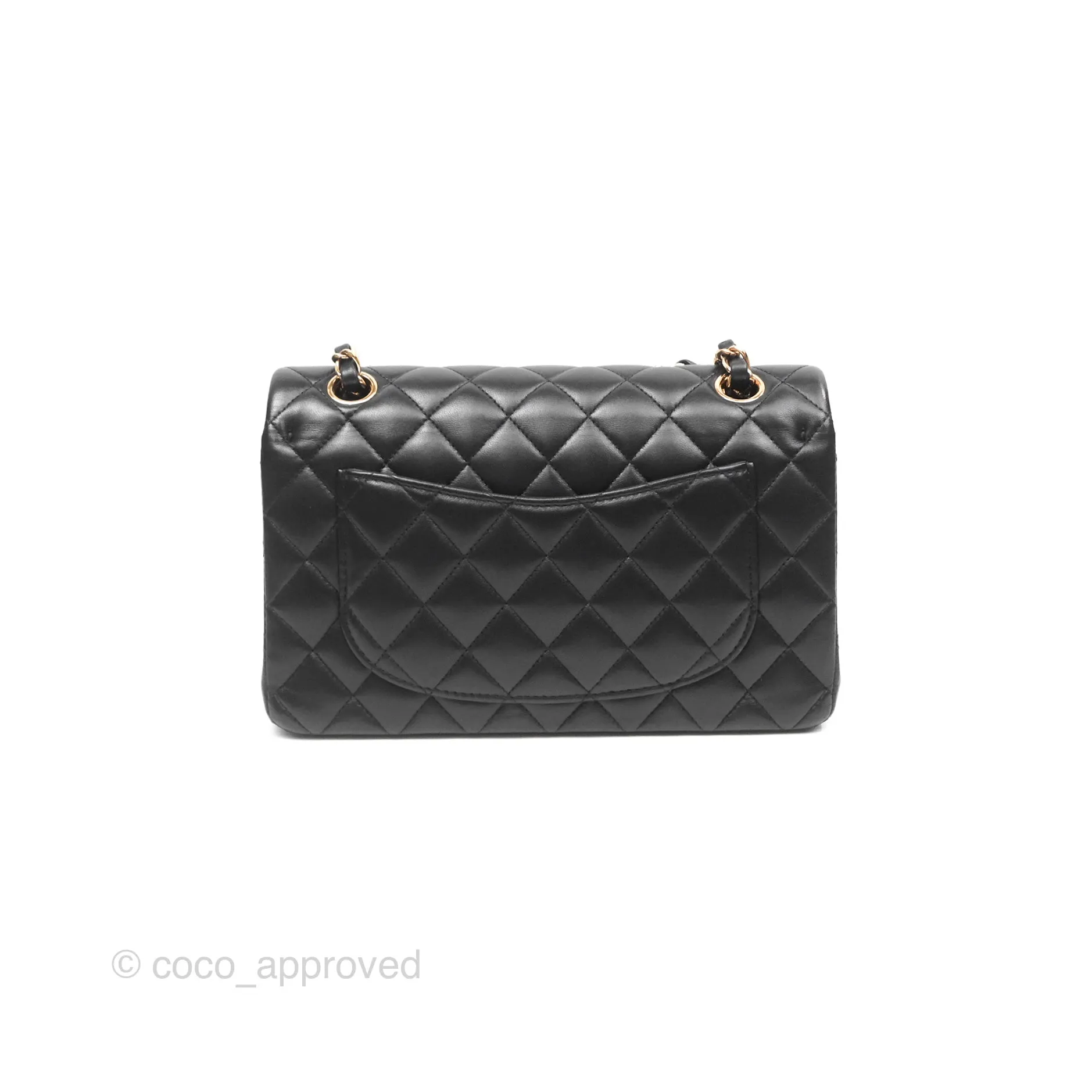 Chanel Small Classic Quilted Flap Black Lambskin Rose Gold Hardware