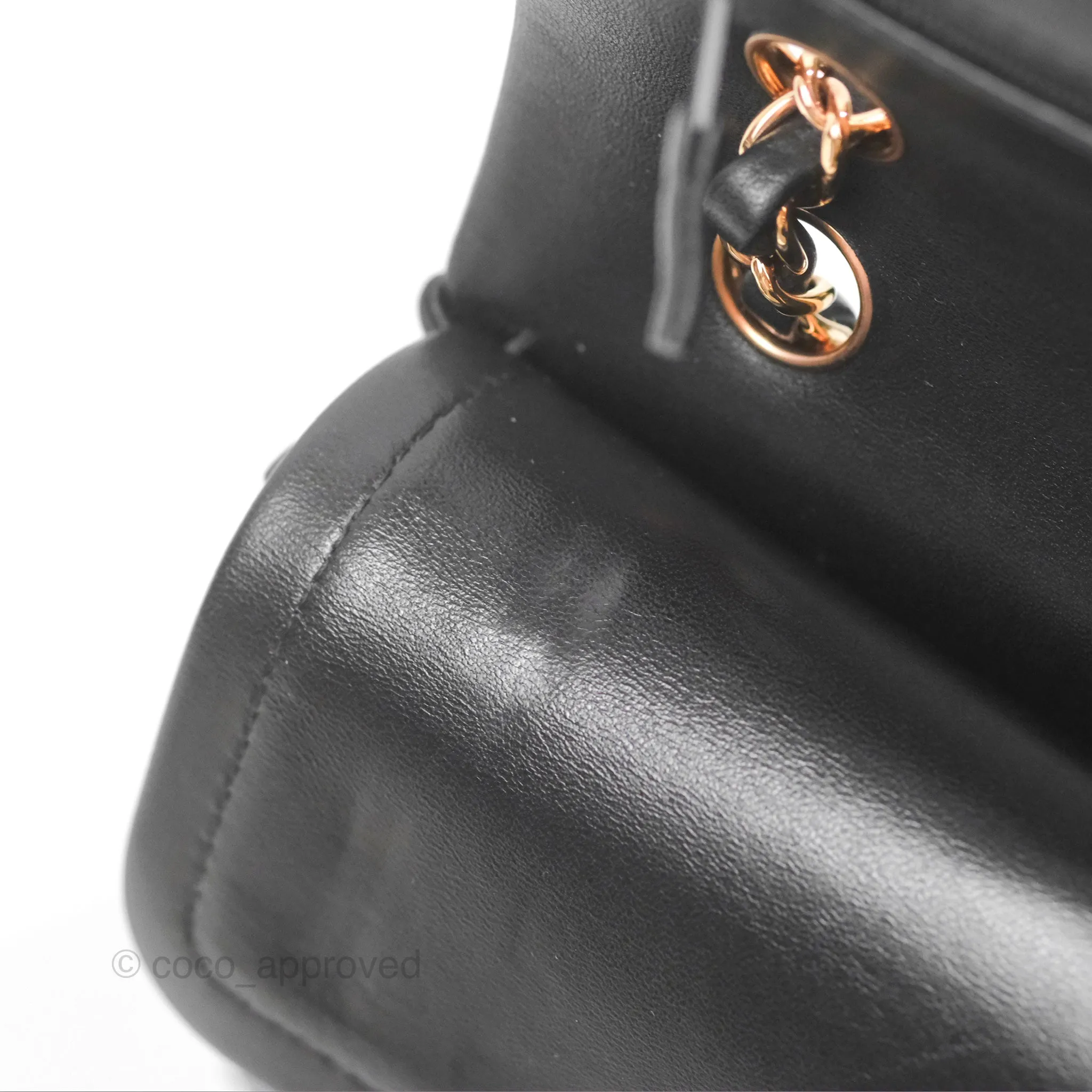Chanel Small Classic Quilted Flap Black Lambskin Rose Gold Hardware