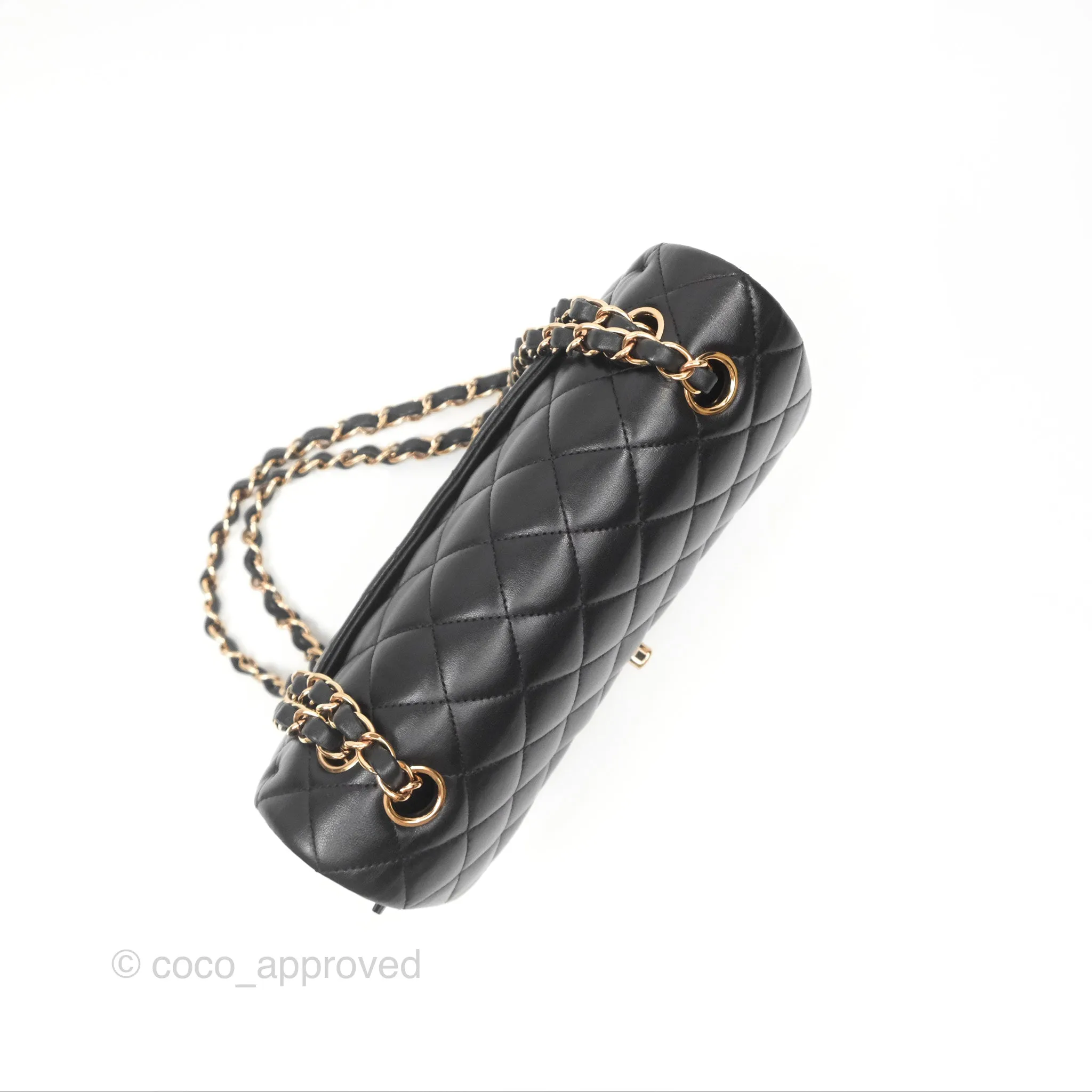 Chanel Small Classic Quilted Flap Black Lambskin Rose Gold Hardware