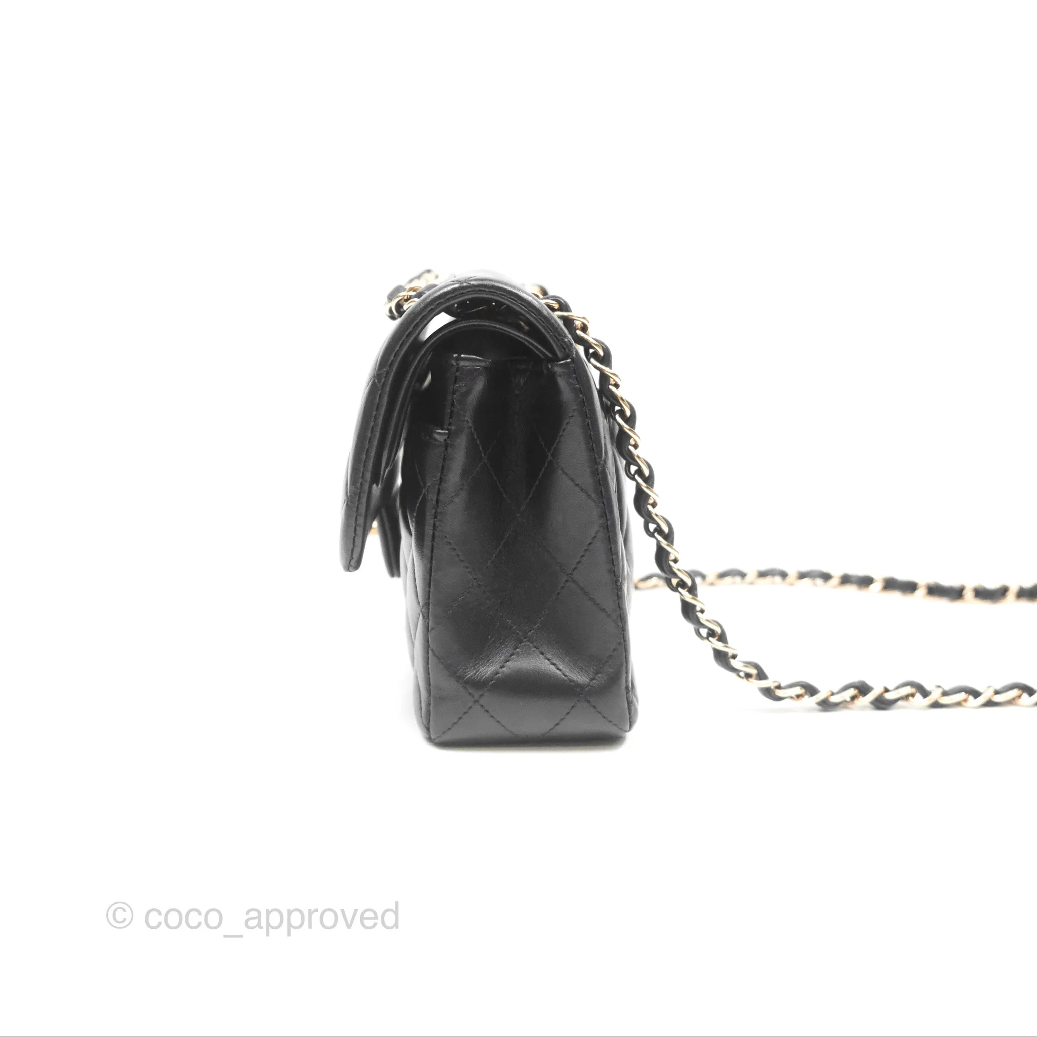 Chanel Small Classic Quilted Flap Black Lambskin Rose Gold Hardware