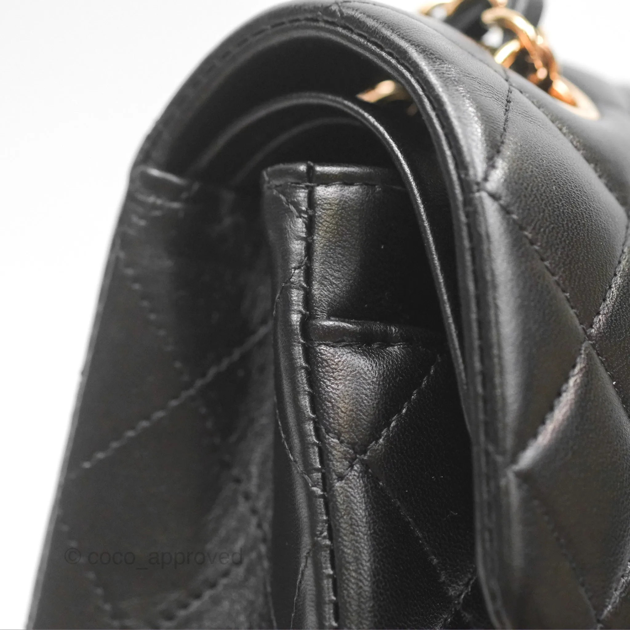 Chanel Small Classic Quilted Flap Black Lambskin Rose Gold Hardware