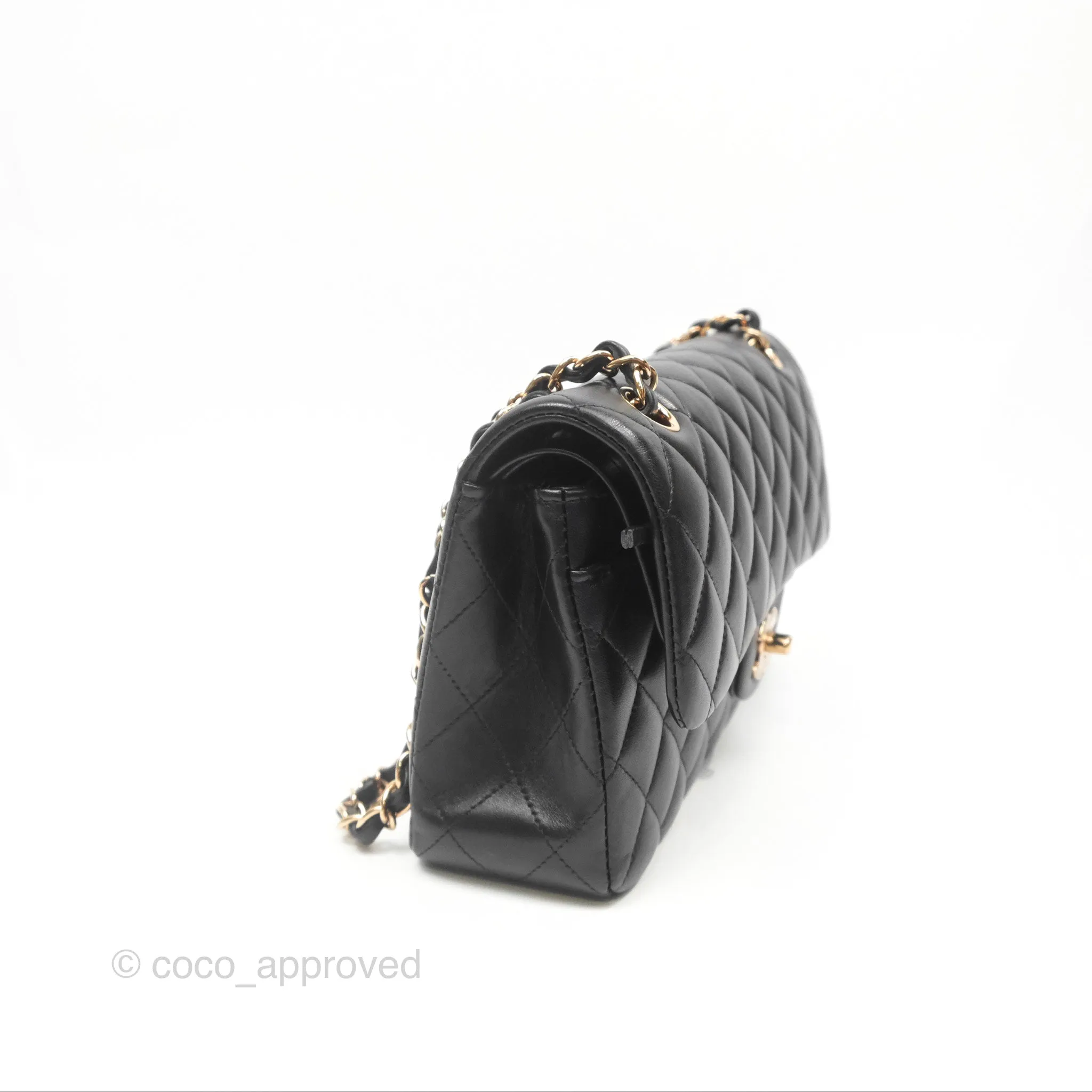 Chanel Small Classic Quilted Flap Black Lambskin Rose Gold Hardware