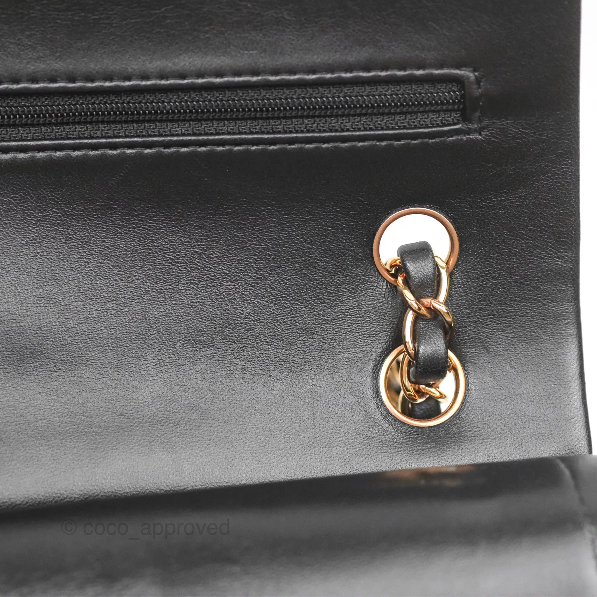 Chanel Small Classic Quilted Flap Black Lambskin Rose Gold Hardware