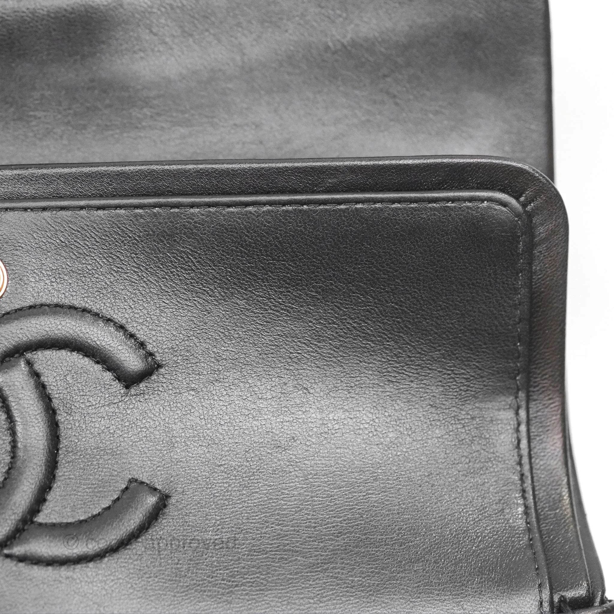 Chanel Small Classic Quilted Flap Black Lambskin Rose Gold Hardware