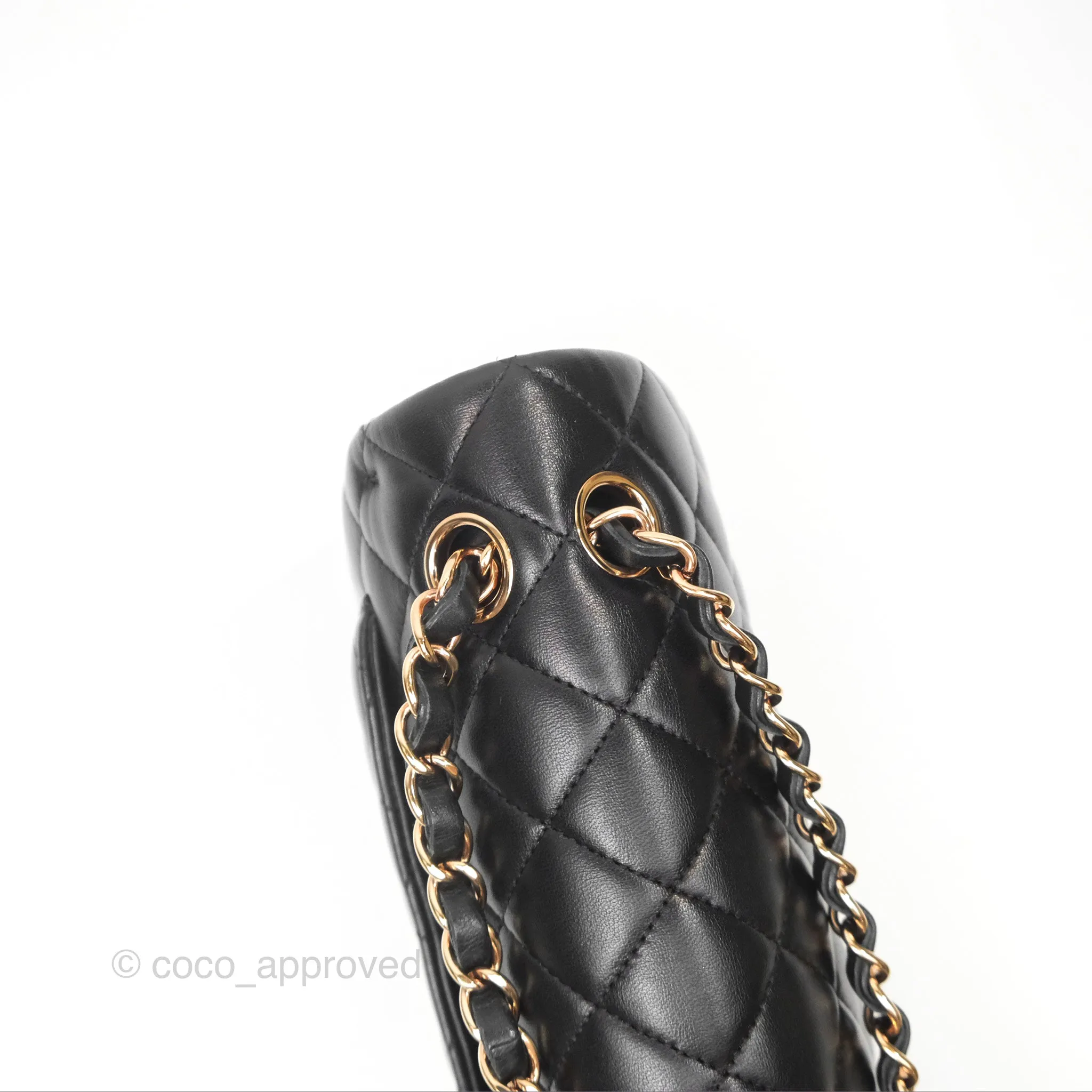 Chanel Small Classic Quilted Flap Black Lambskin Rose Gold Hardware
