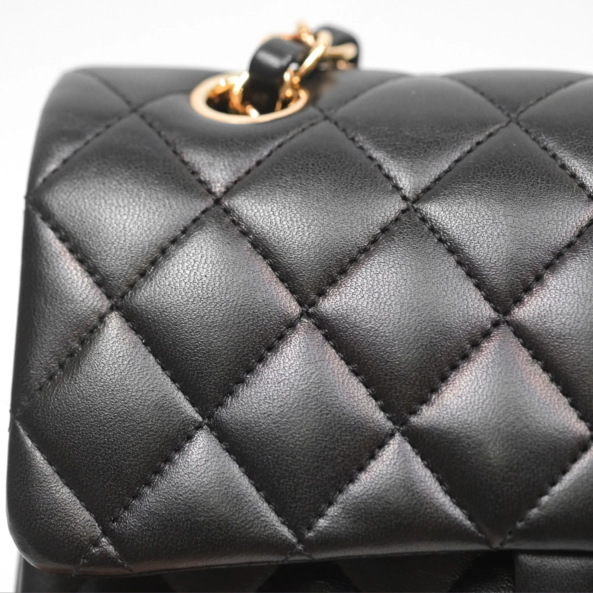Chanel Small Classic Quilted Flap Black Lambskin Rose Gold Hardware