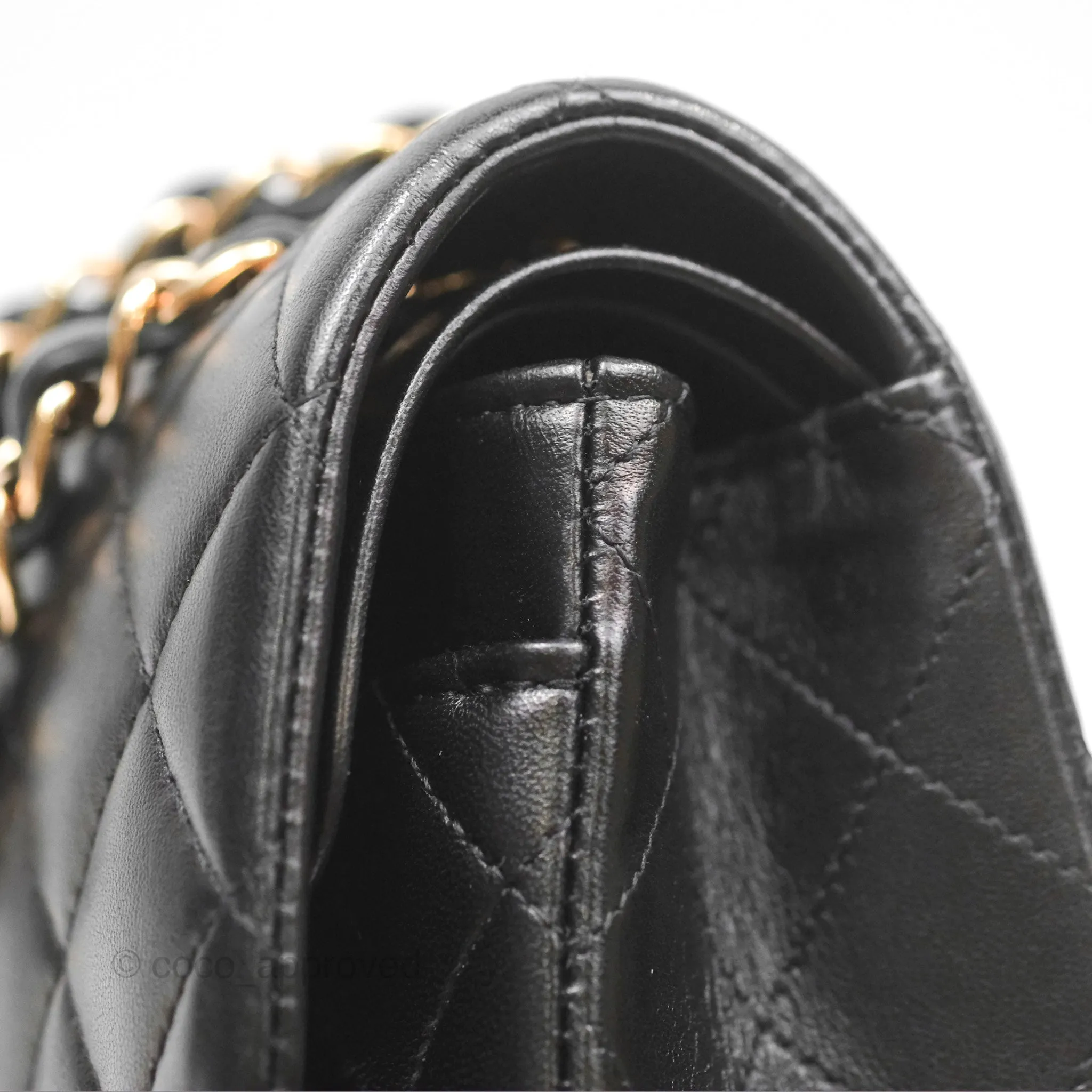Chanel Small Classic Quilted Flap Black Lambskin Rose Gold Hardware