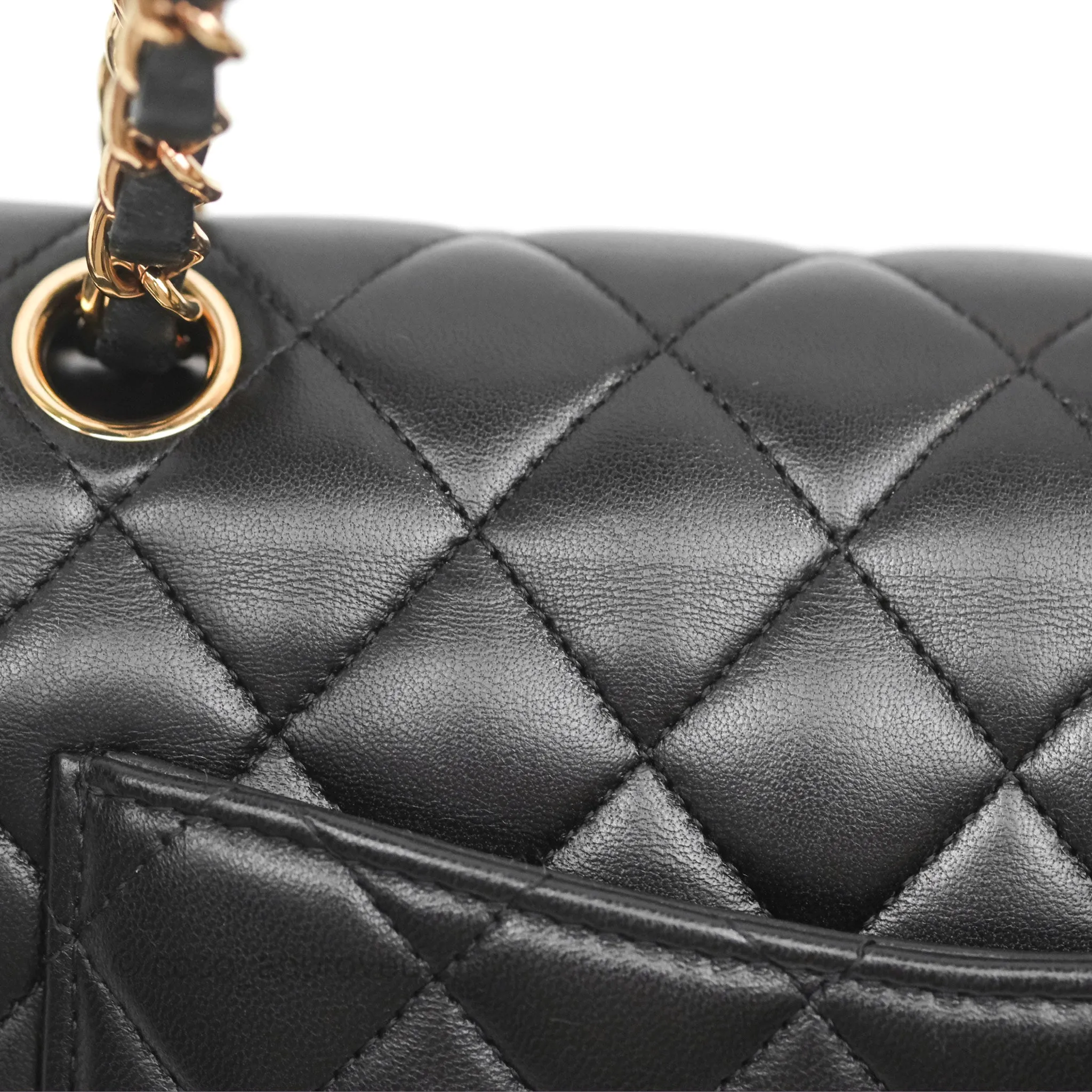 Chanel Small Classic Quilted Flap Black Lambskin Rose Gold Hardware