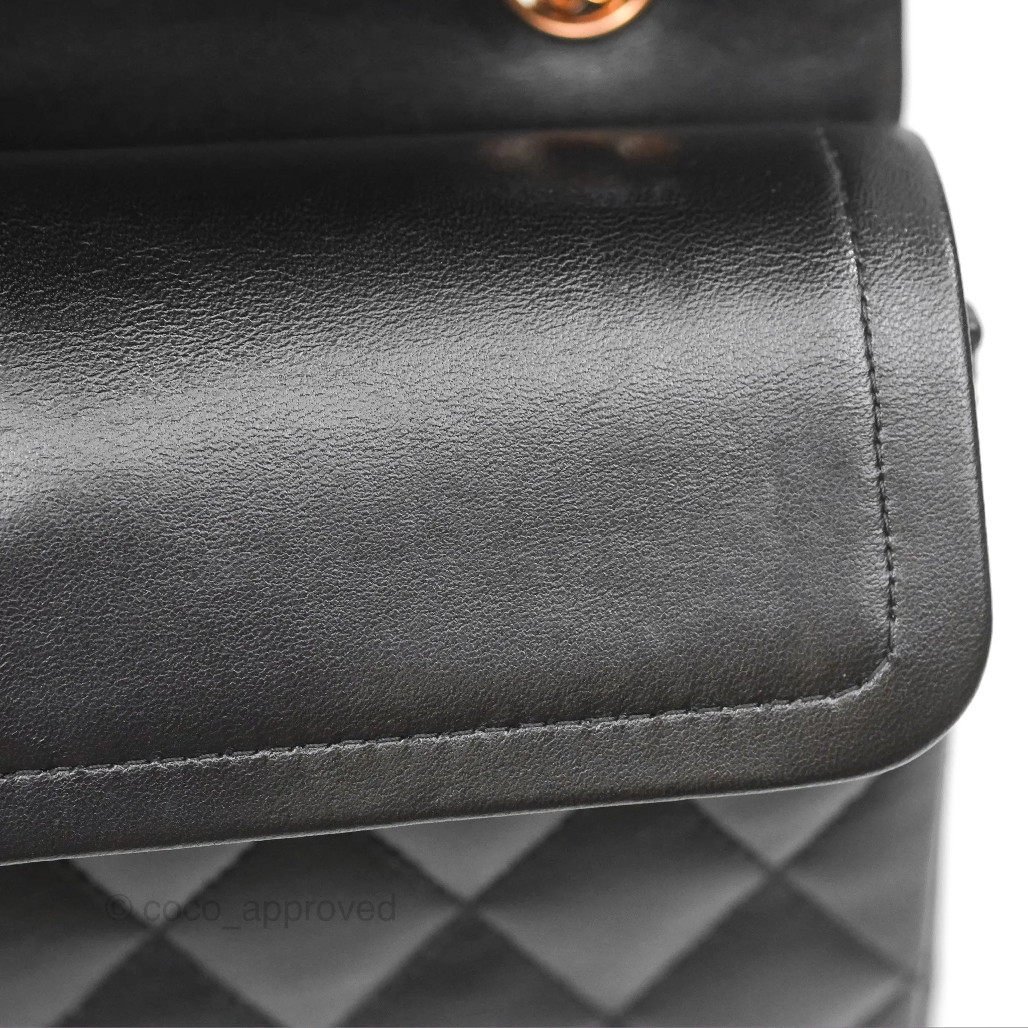 Chanel Small Classic Quilted Flap Black Lambskin Rose Gold Hardware