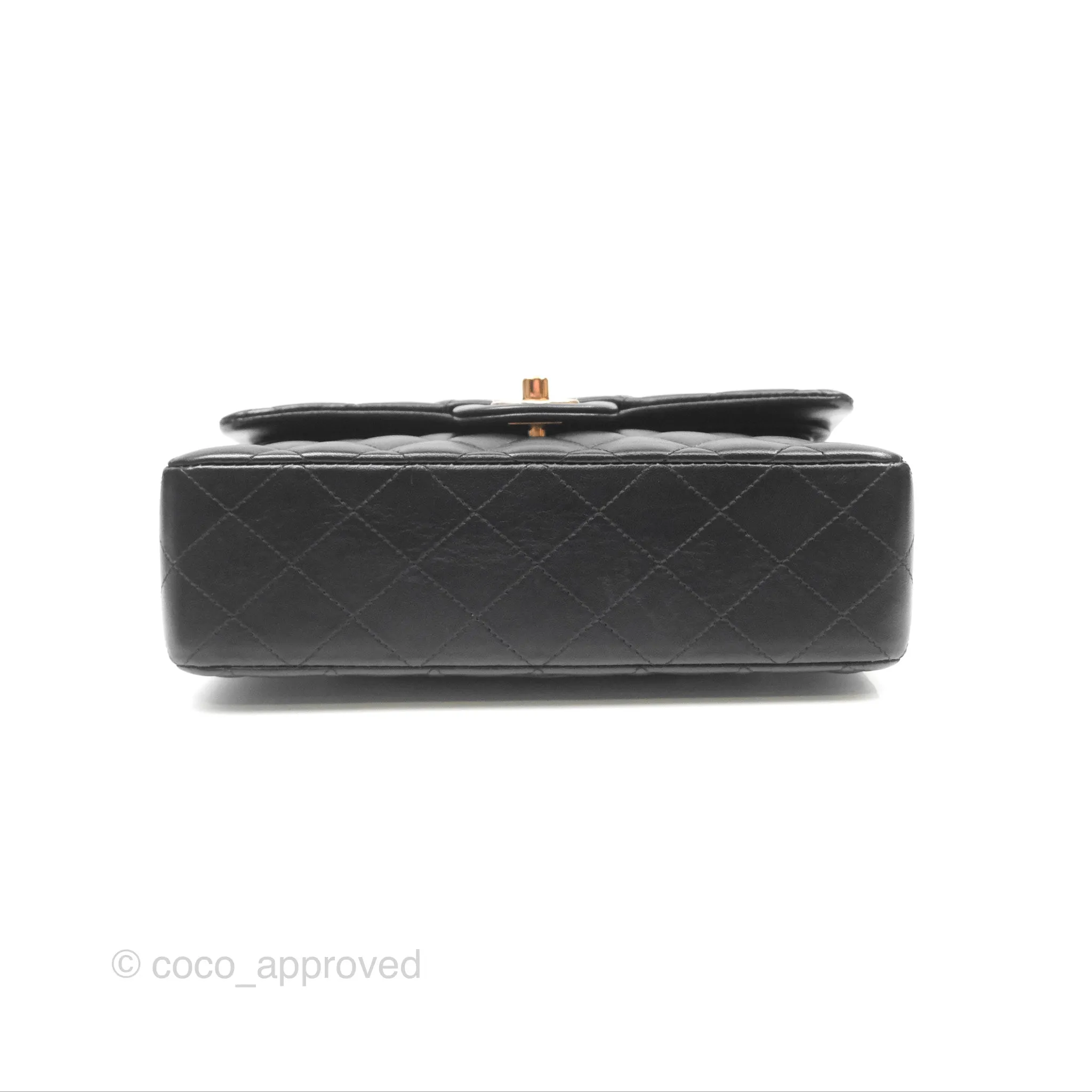 Chanel Small Classic Quilted Flap Black Lambskin Rose Gold Hardware