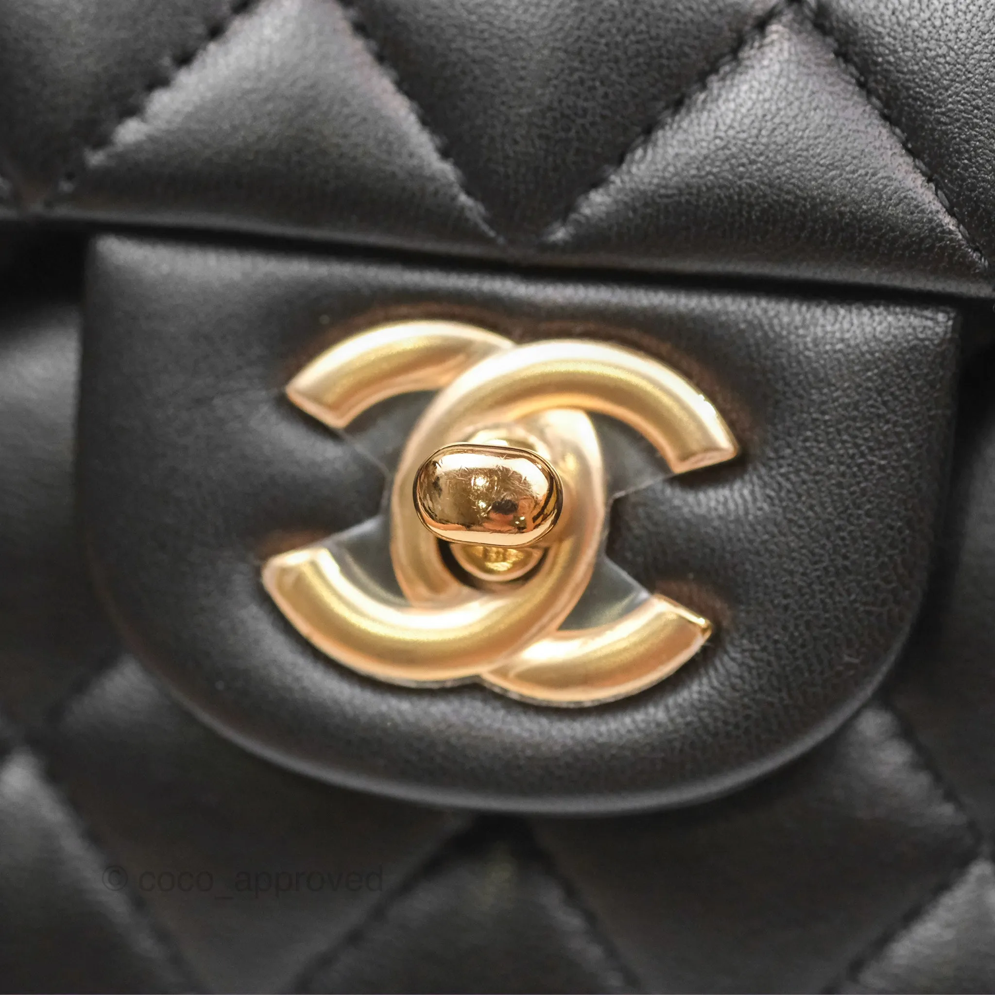 Chanel Small Classic Quilted Flap Black Lambskin Rose Gold Hardware