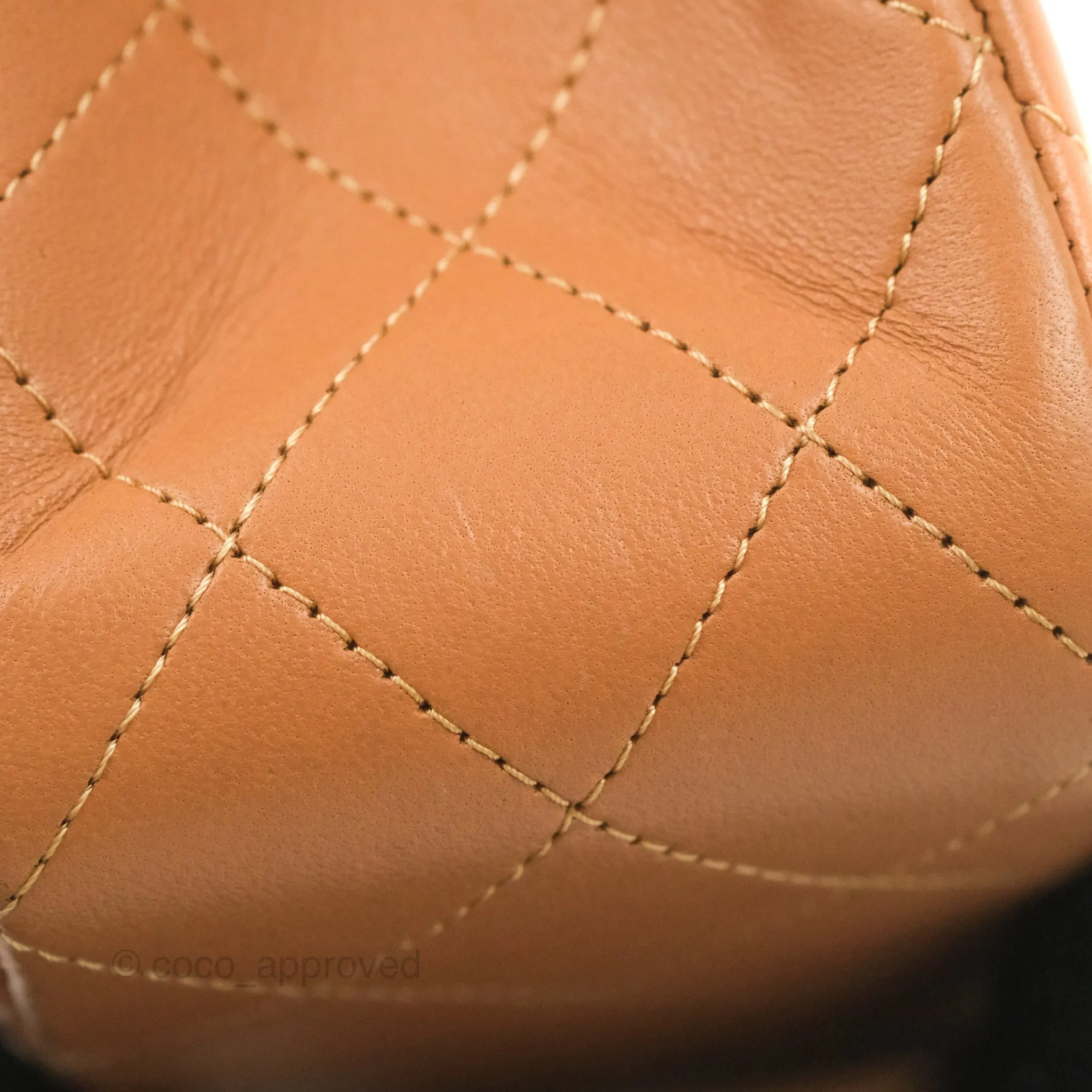 Chanel Small Classic Quilted Flap Dark Beige Caramel Lambskin Gold Hardware 21P