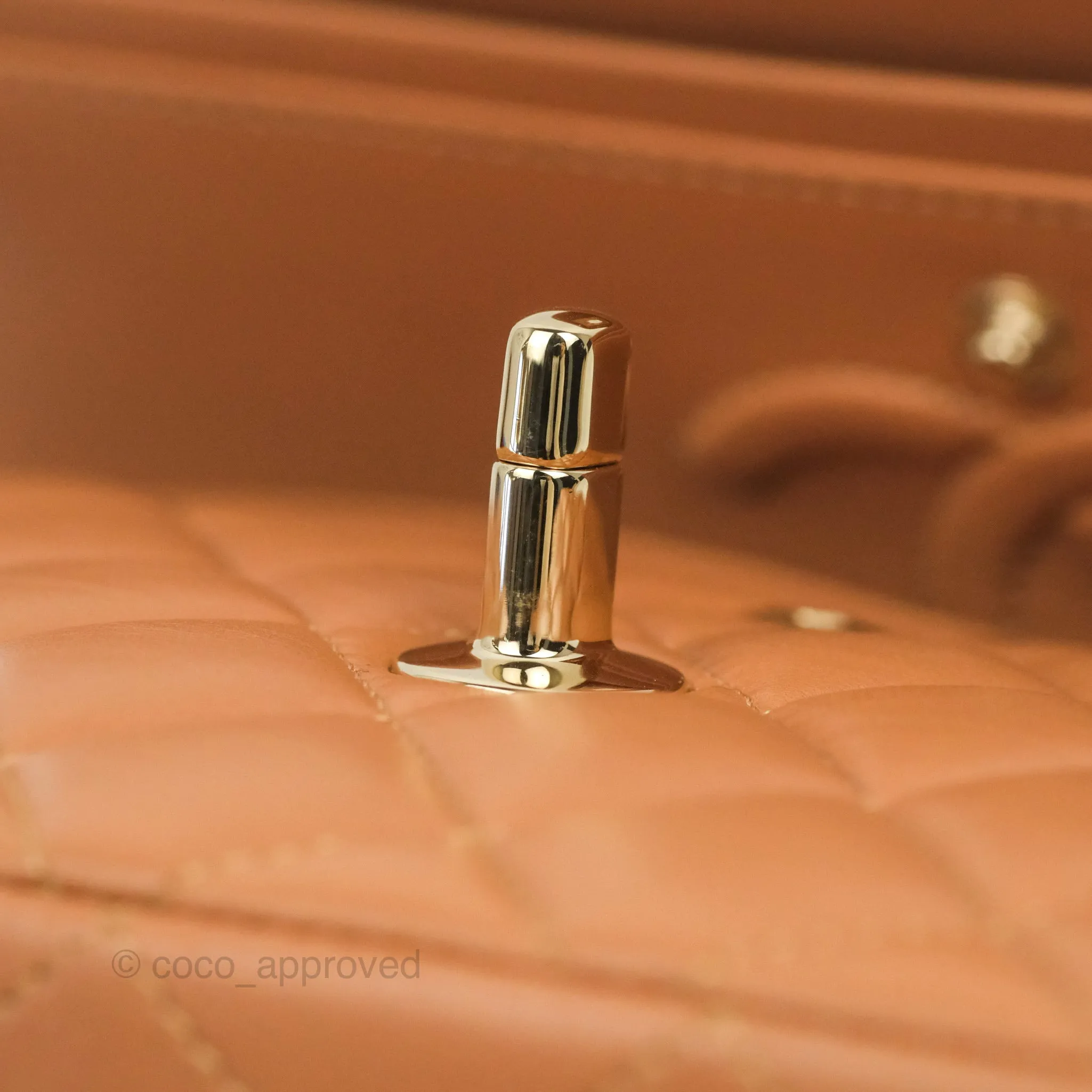 Chanel Small Classic Quilted Flap Dark Beige Caramel Lambskin Gold Hardware 21P