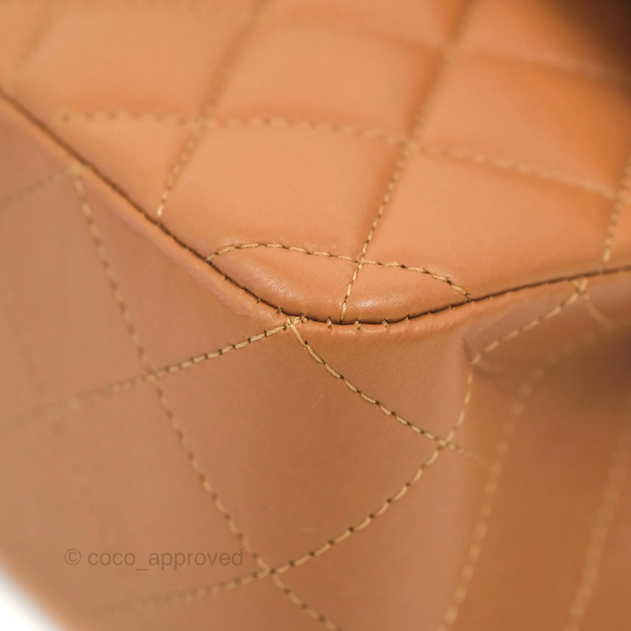 Chanel Small Classic Quilted Flap Dark Beige Caramel Lambskin Gold Hardware 21P