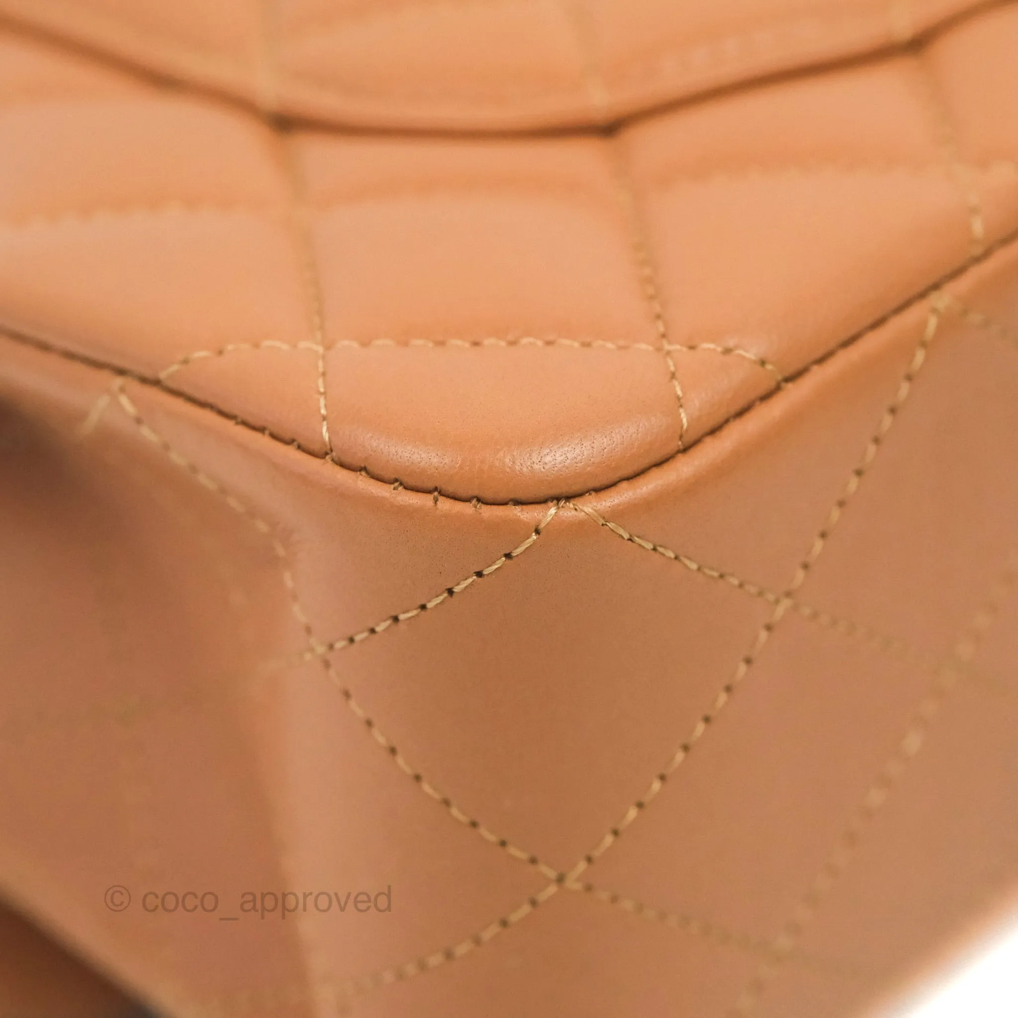 Chanel Small Classic Quilted Flap Dark Beige Caramel Lambskin Gold Hardware 21P