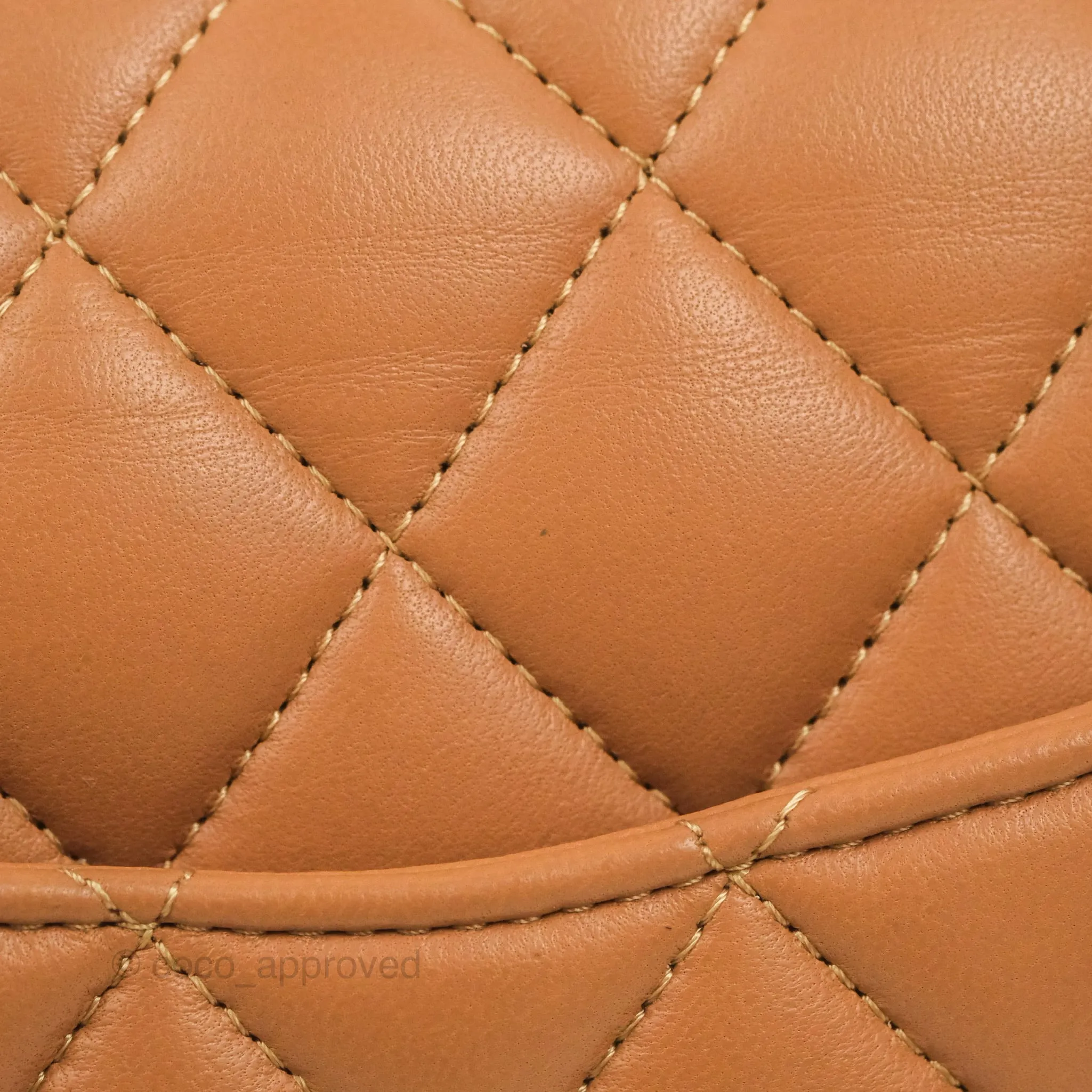 Chanel Small Classic Quilted Flap Dark Beige Caramel Lambskin Gold Hardware 21P