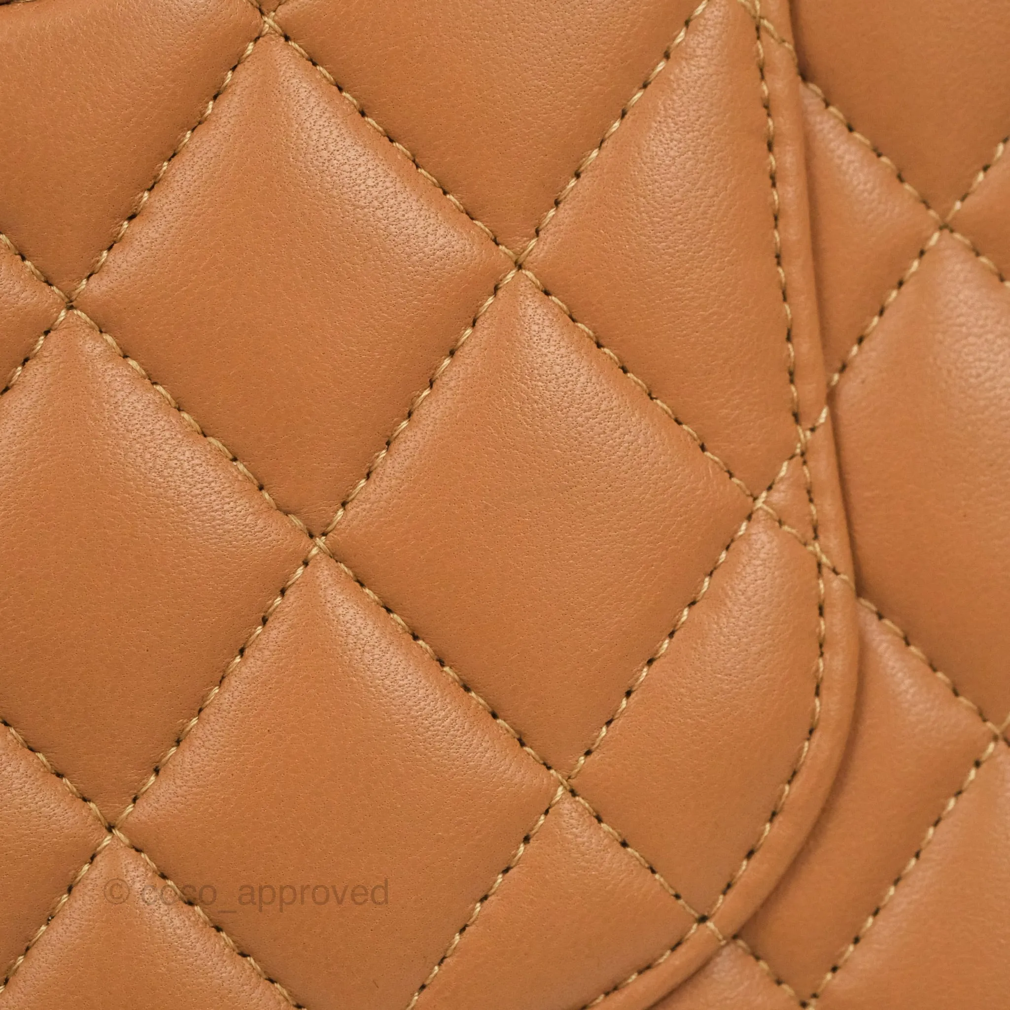 Chanel Small Classic Quilted Flap Dark Beige Caramel Lambskin Gold Hardware 21P