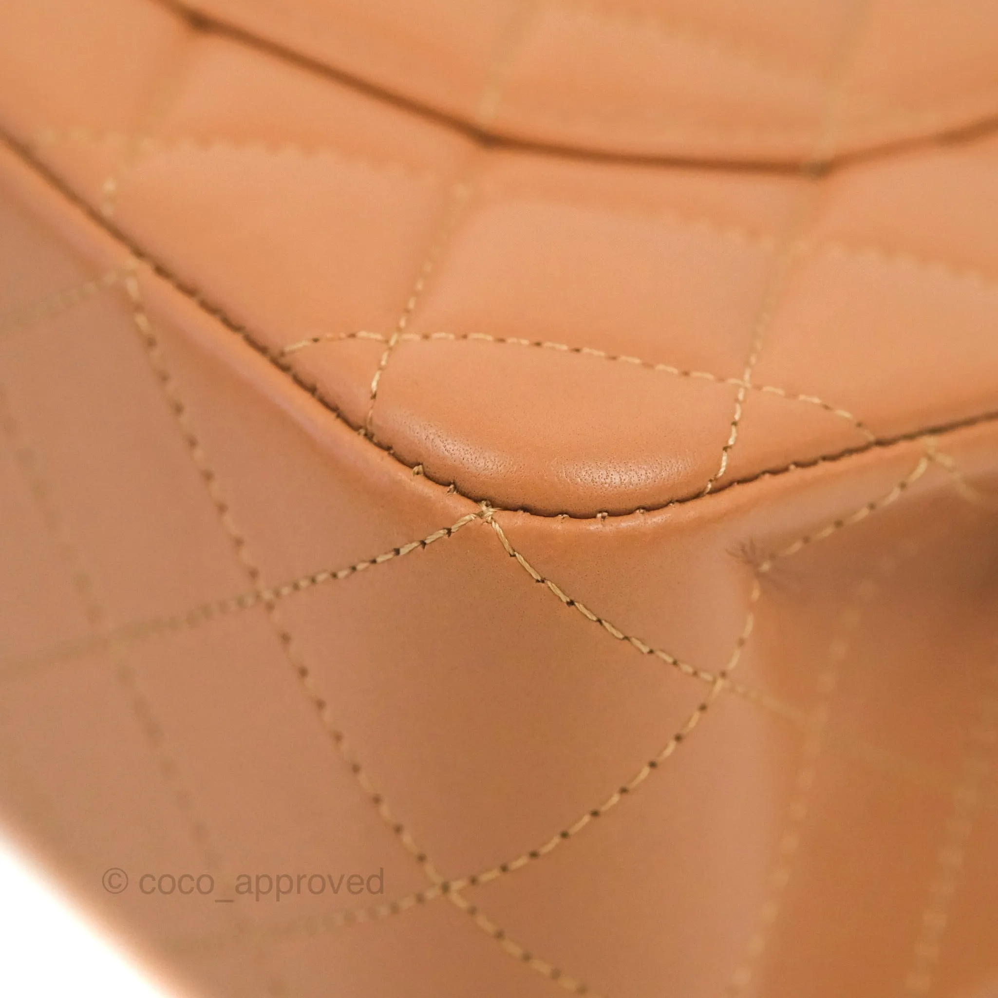 Chanel Small Classic Quilted Flap Dark Beige Caramel Lambskin Gold Hardware 21P