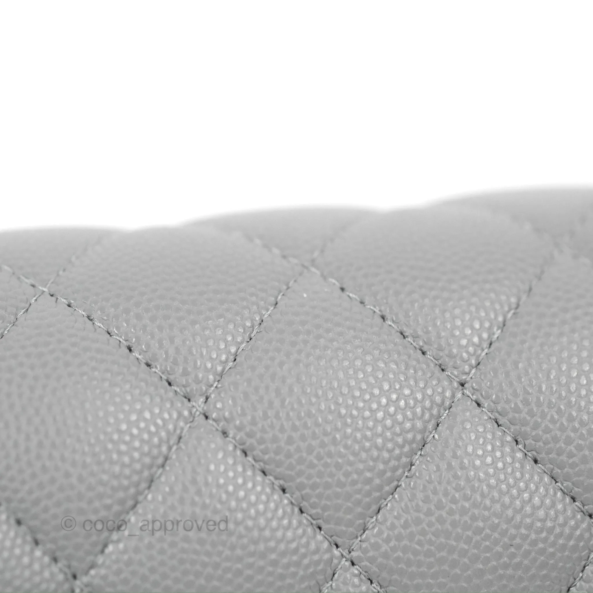 Chanel Small Classic Quilted Flap Grey Caviar Gold Hardware 20C