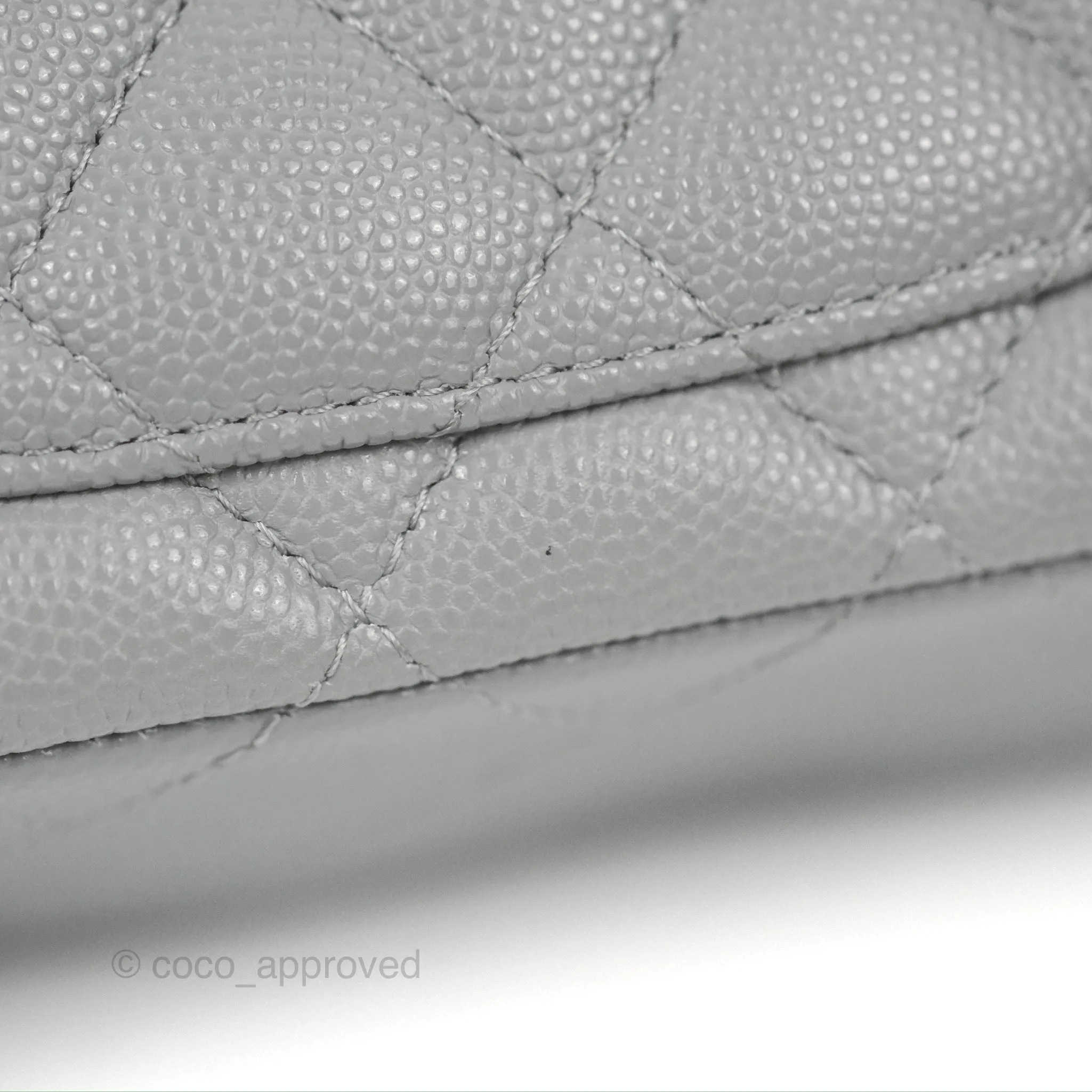 Chanel Small Classic Quilted Flap Grey Caviar Gold Hardware 20C