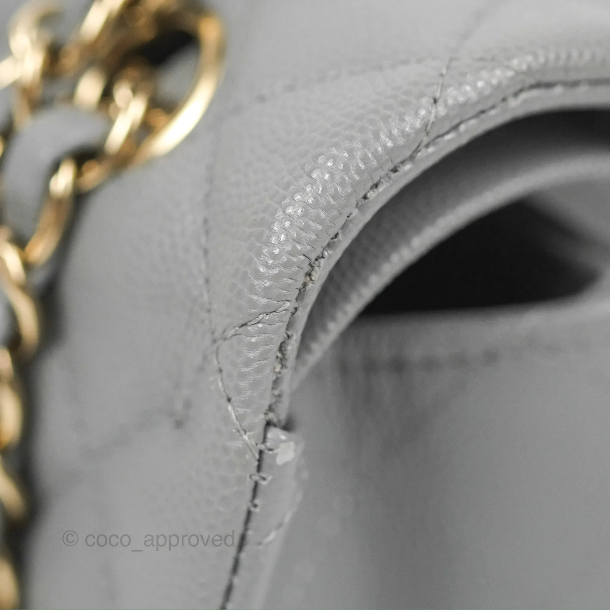 Chanel Small Classic Quilted Flap Grey Caviar Gold Hardware 20C