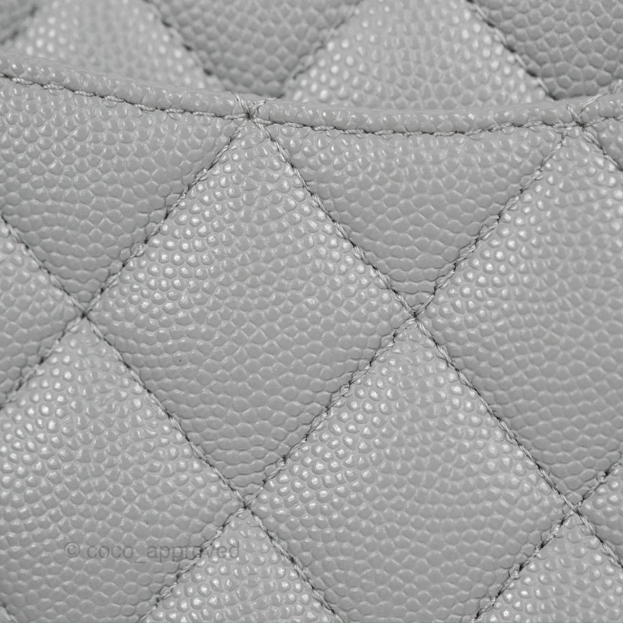 Chanel Small Classic Quilted Flap Grey Caviar Gold Hardware 20C