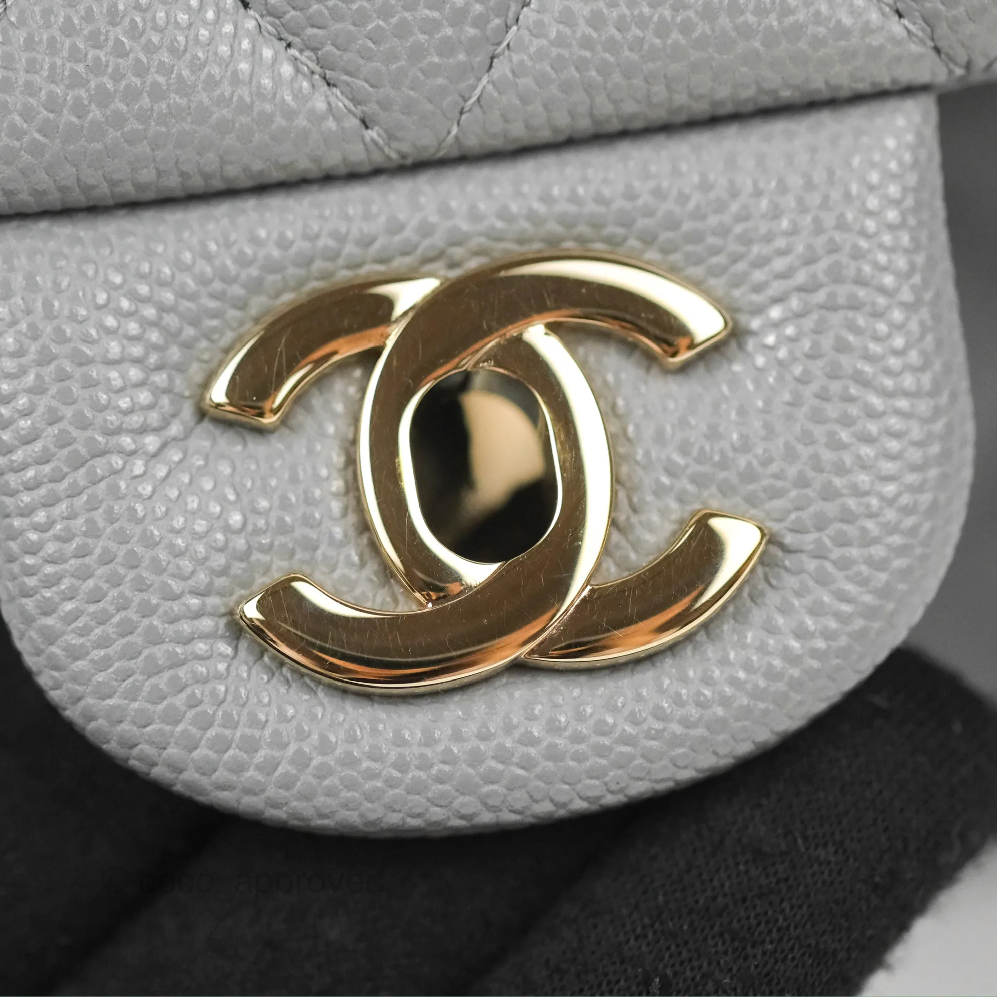 Chanel Small Classic Quilted Flap Grey Caviar Gold Hardware 20C