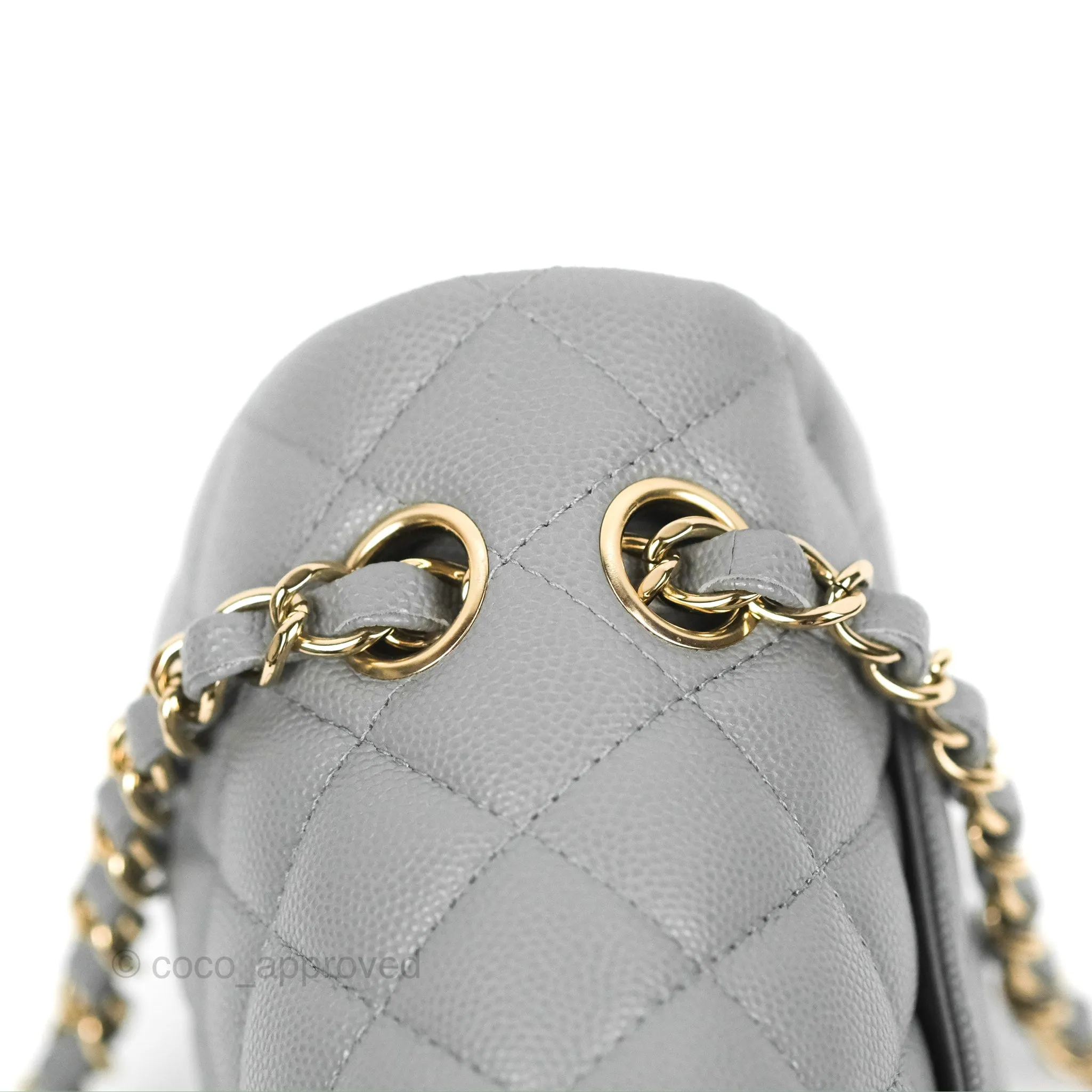 Chanel Small Classic Quilted Flap Grey Caviar Gold Hardware 20C