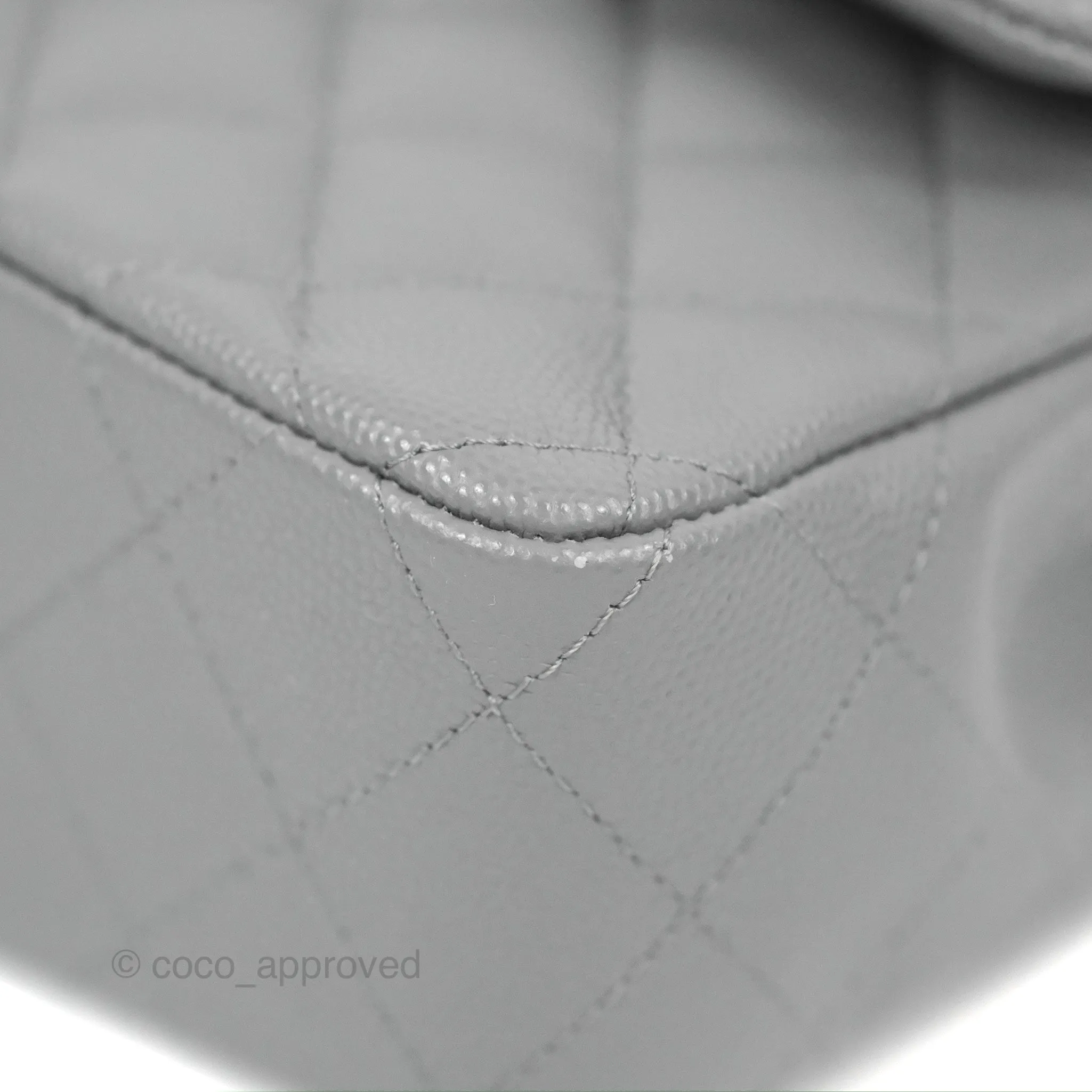 Chanel Small Classic Quilted Flap Grey Caviar Gold Hardware 20C