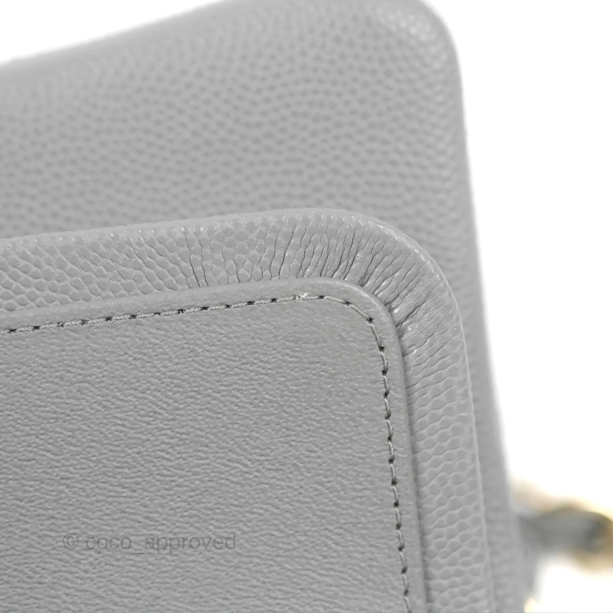Chanel Small Classic Quilted Flap Grey Caviar Gold Hardware 20C