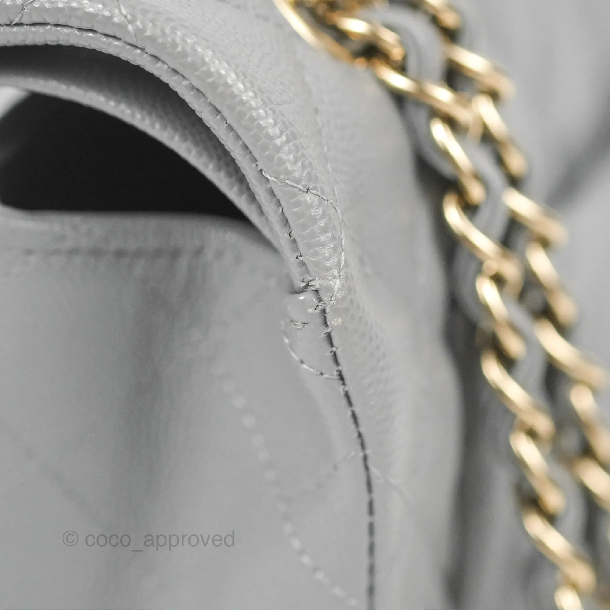 Chanel Small Classic Quilted Flap Grey Caviar Gold Hardware 20C