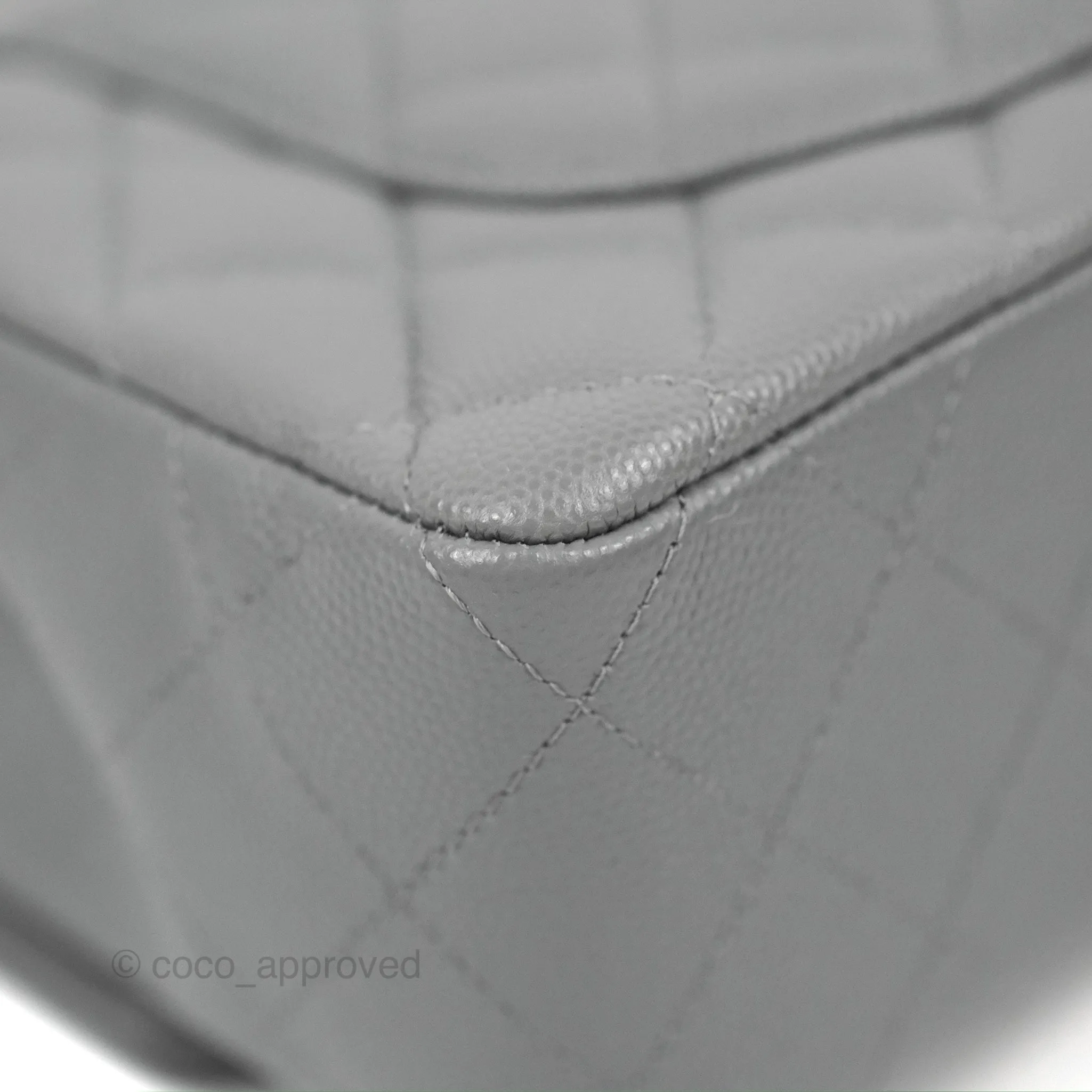 Chanel Small Classic Quilted Flap Grey Caviar Gold Hardware 20C