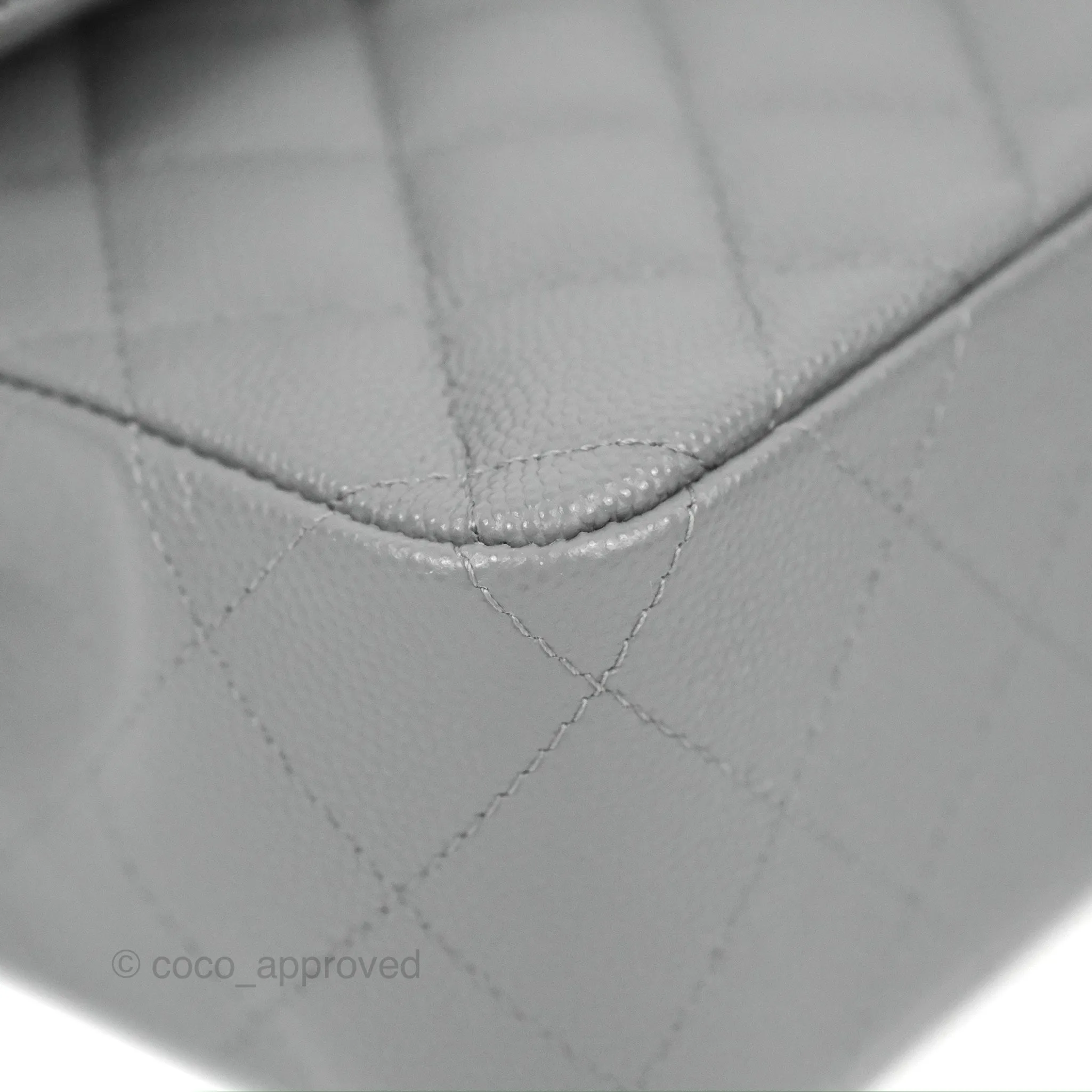 Chanel Small Classic Quilted Flap Grey Caviar Gold Hardware 20C