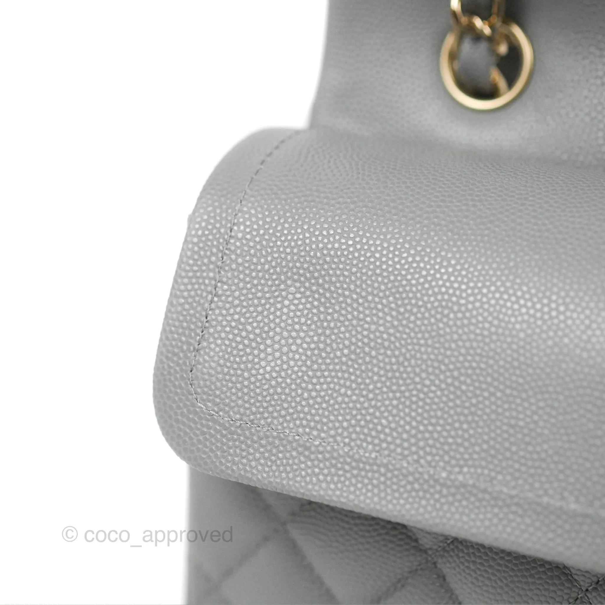 Chanel Small Classic Quilted Flap Grey Caviar Gold Hardware 20C