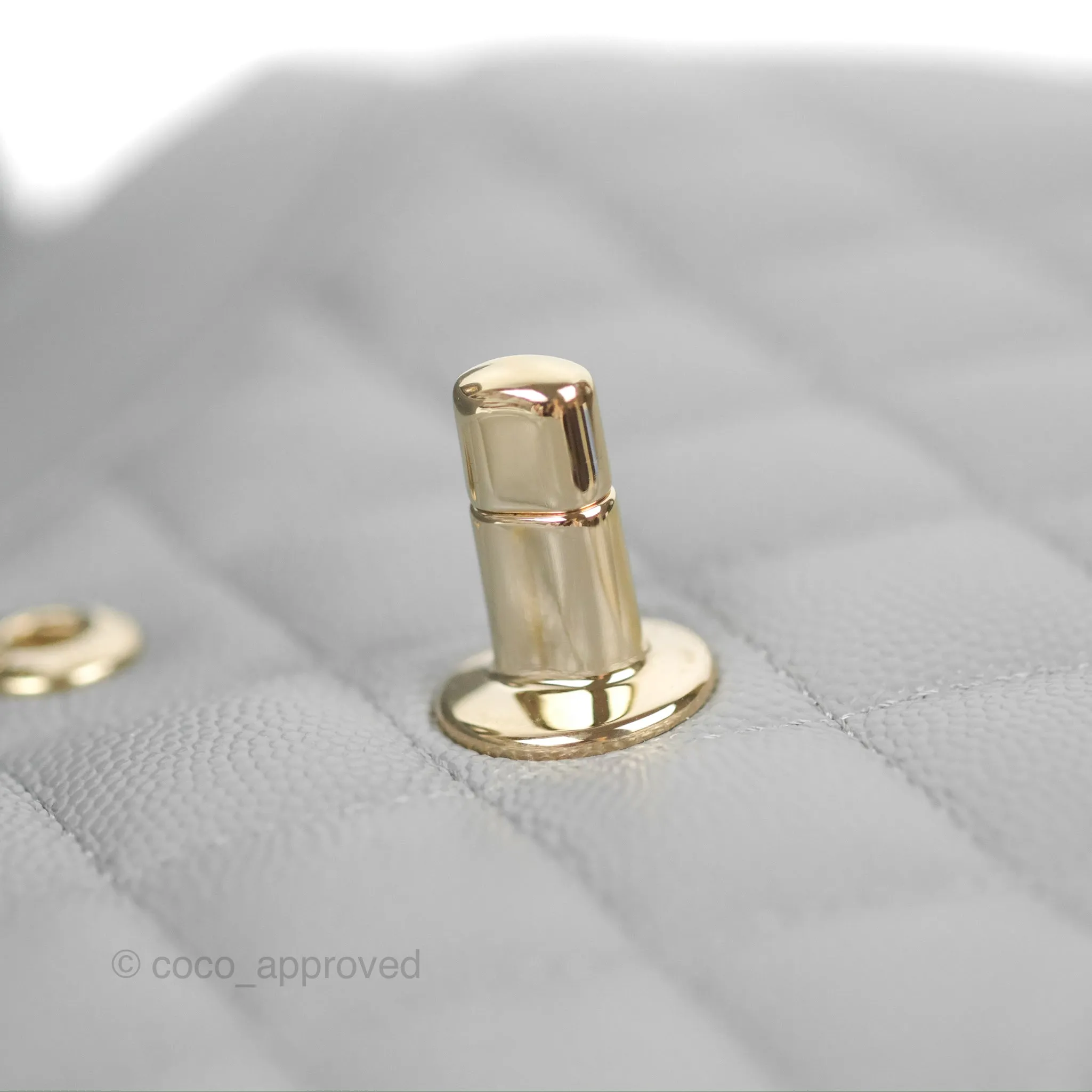 Chanel Small Classic Quilted Flap Grey Caviar Gold Hardware 20C