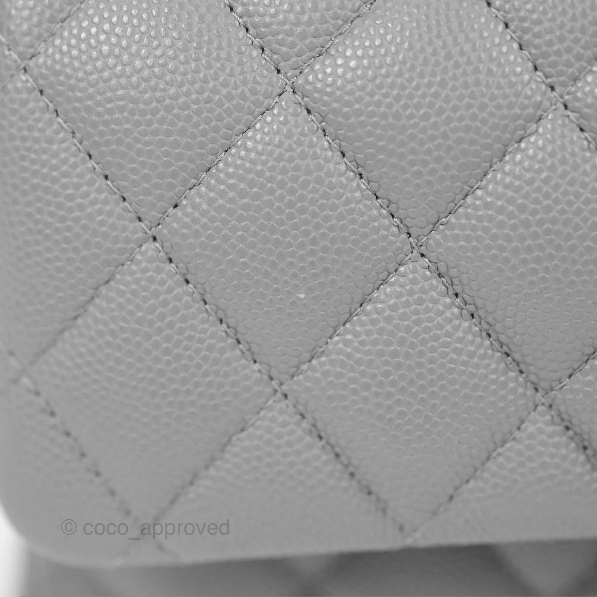 Chanel Small Classic Quilted Flap Grey Caviar Gold Hardware 20C