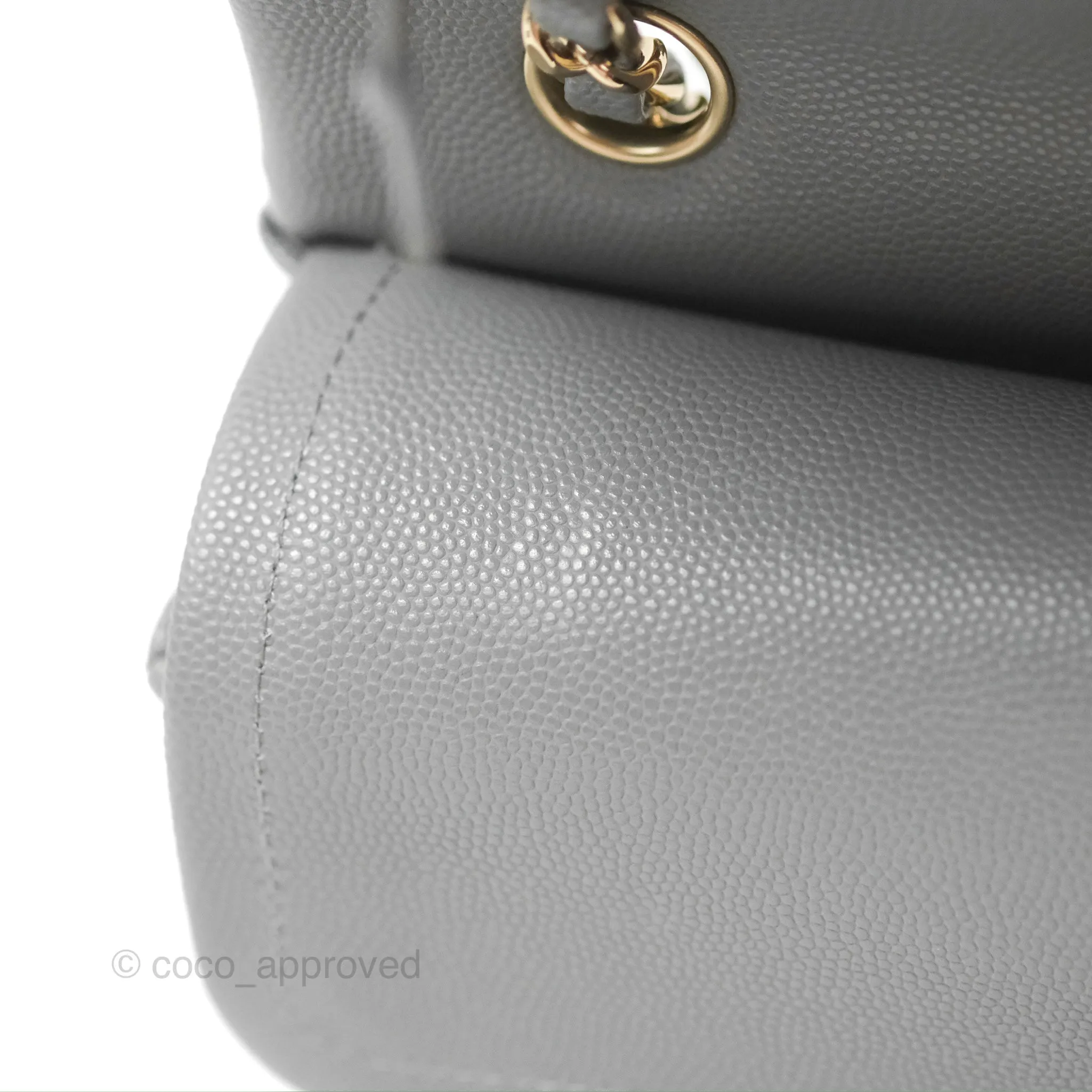 Chanel Small Classic Quilted Flap Grey Caviar Gold Hardware 20C