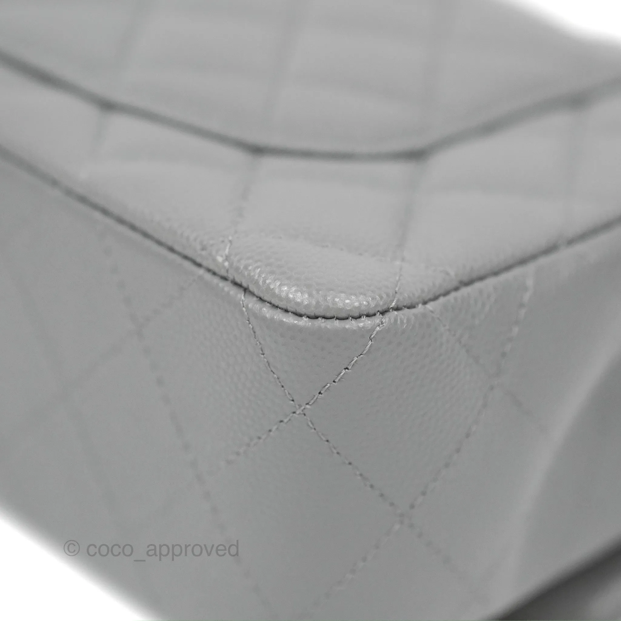 Chanel Small Classic Quilted Flap Grey Caviar Gold Hardware 20C