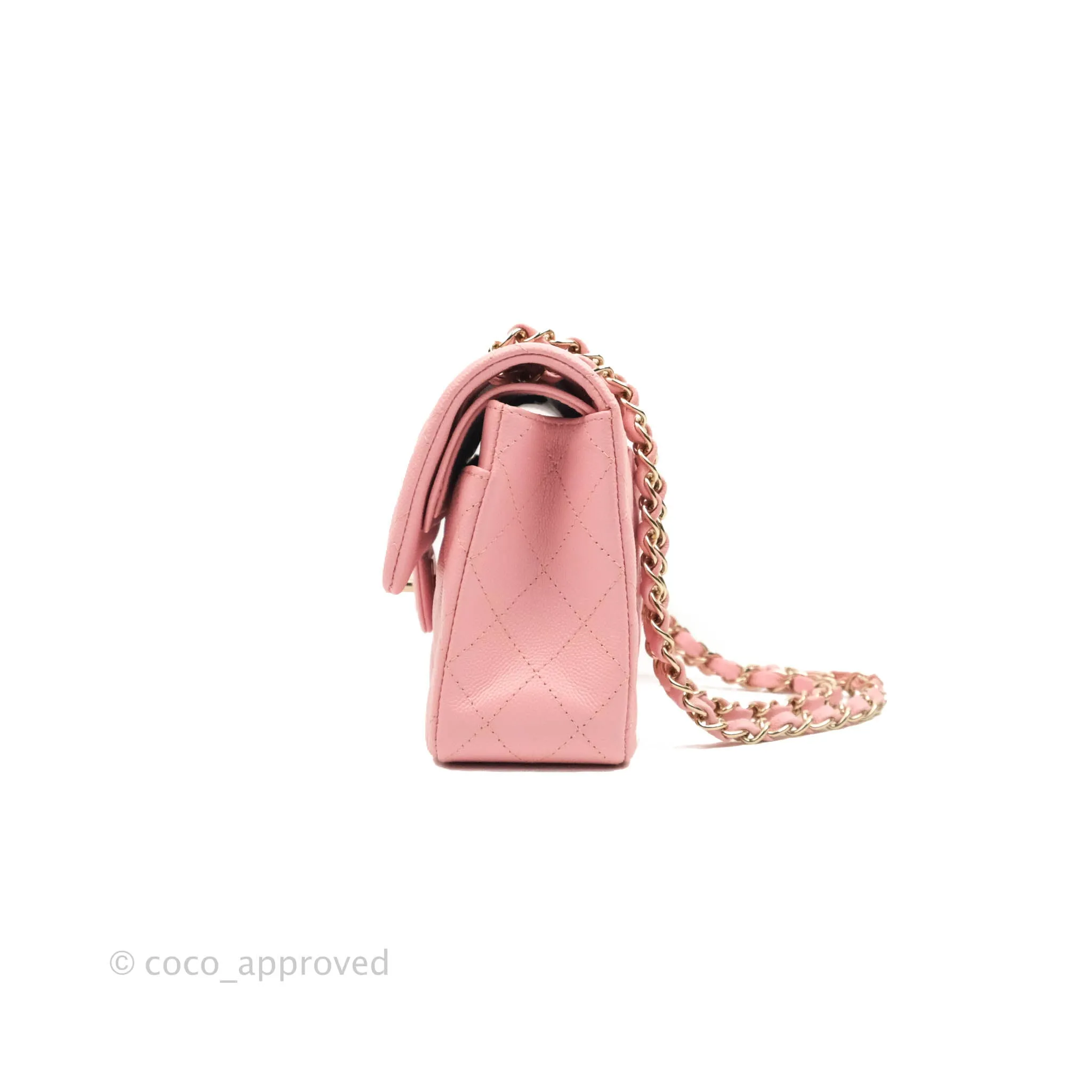 Chanel Small Classic Quilted Flap Pink Caviar Gold Hardware 22C