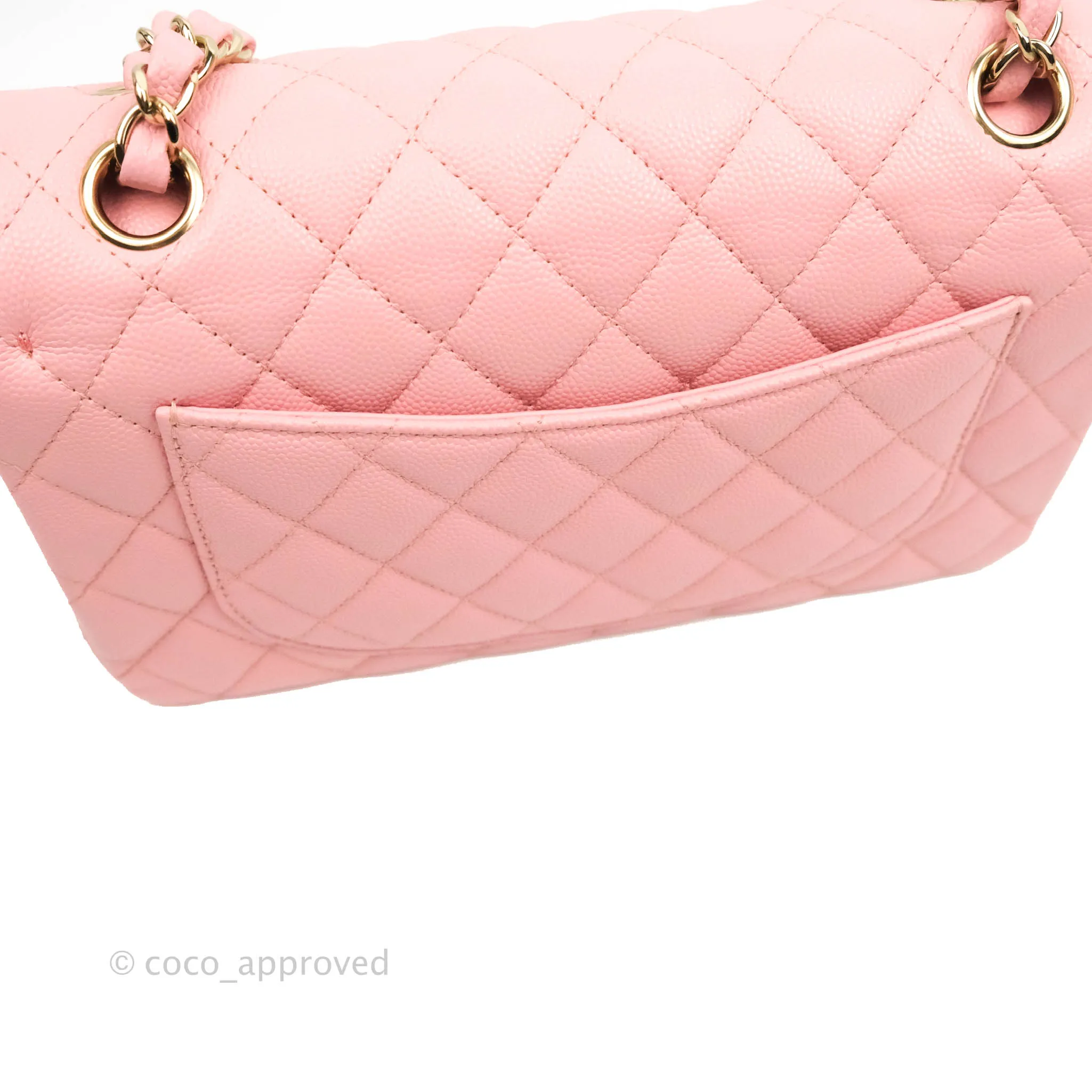 Chanel Small Classic Quilted Flap Pink Caviar Gold Hardware 22C