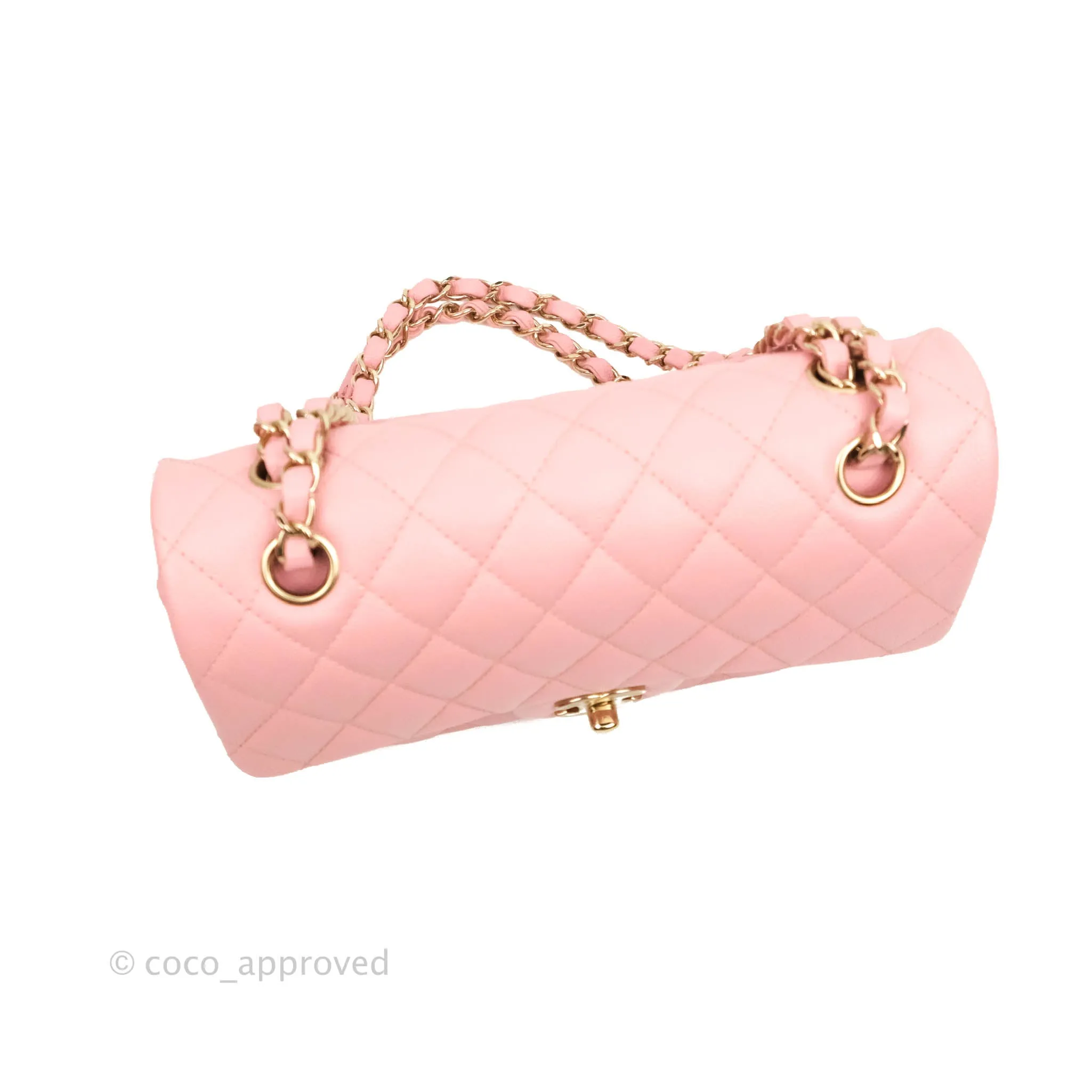 Chanel Small Classic Quilted Flap Pink Caviar Gold Hardware 22C